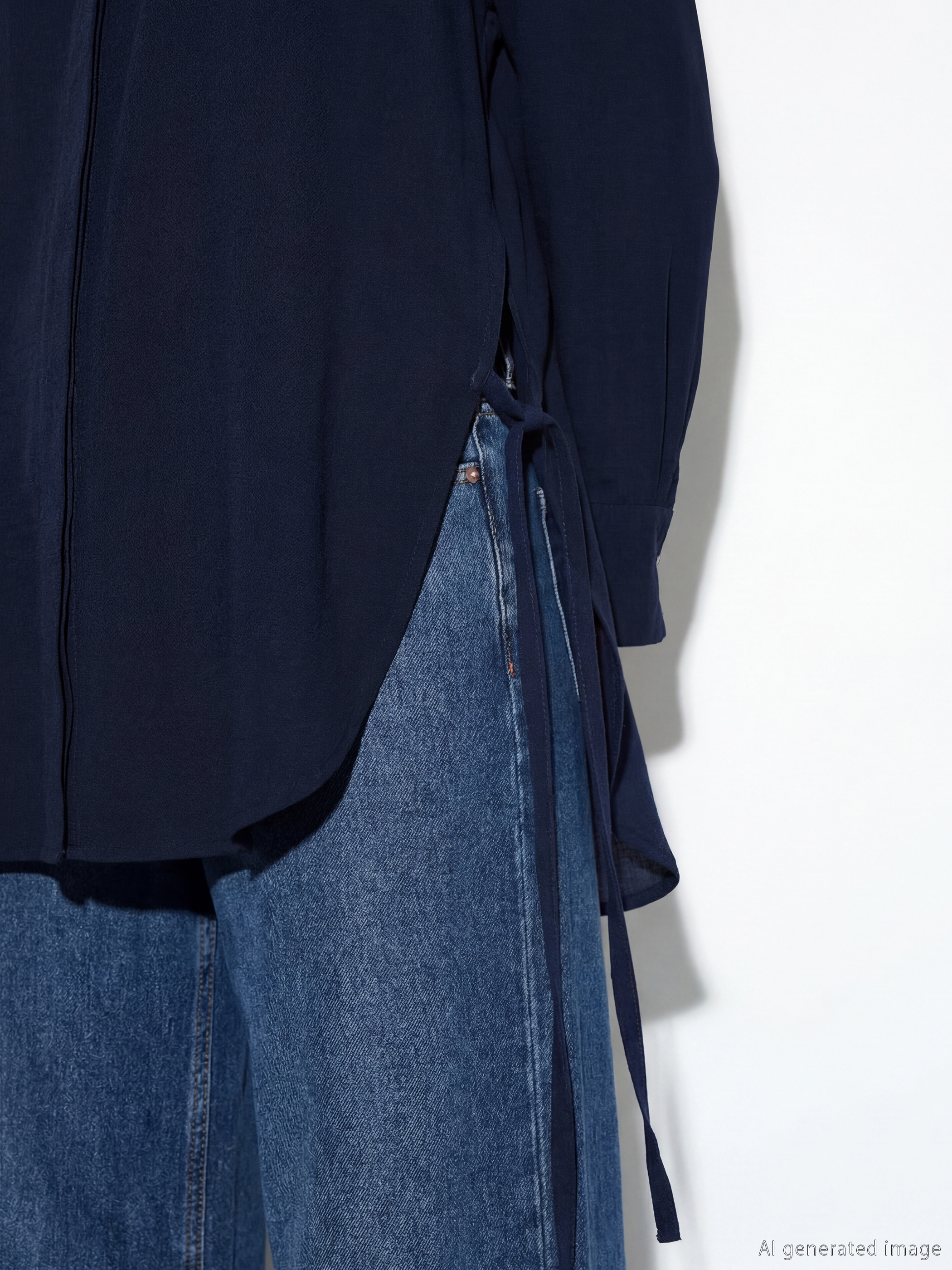 Women's Shirt Tunic with Tie Detail-7