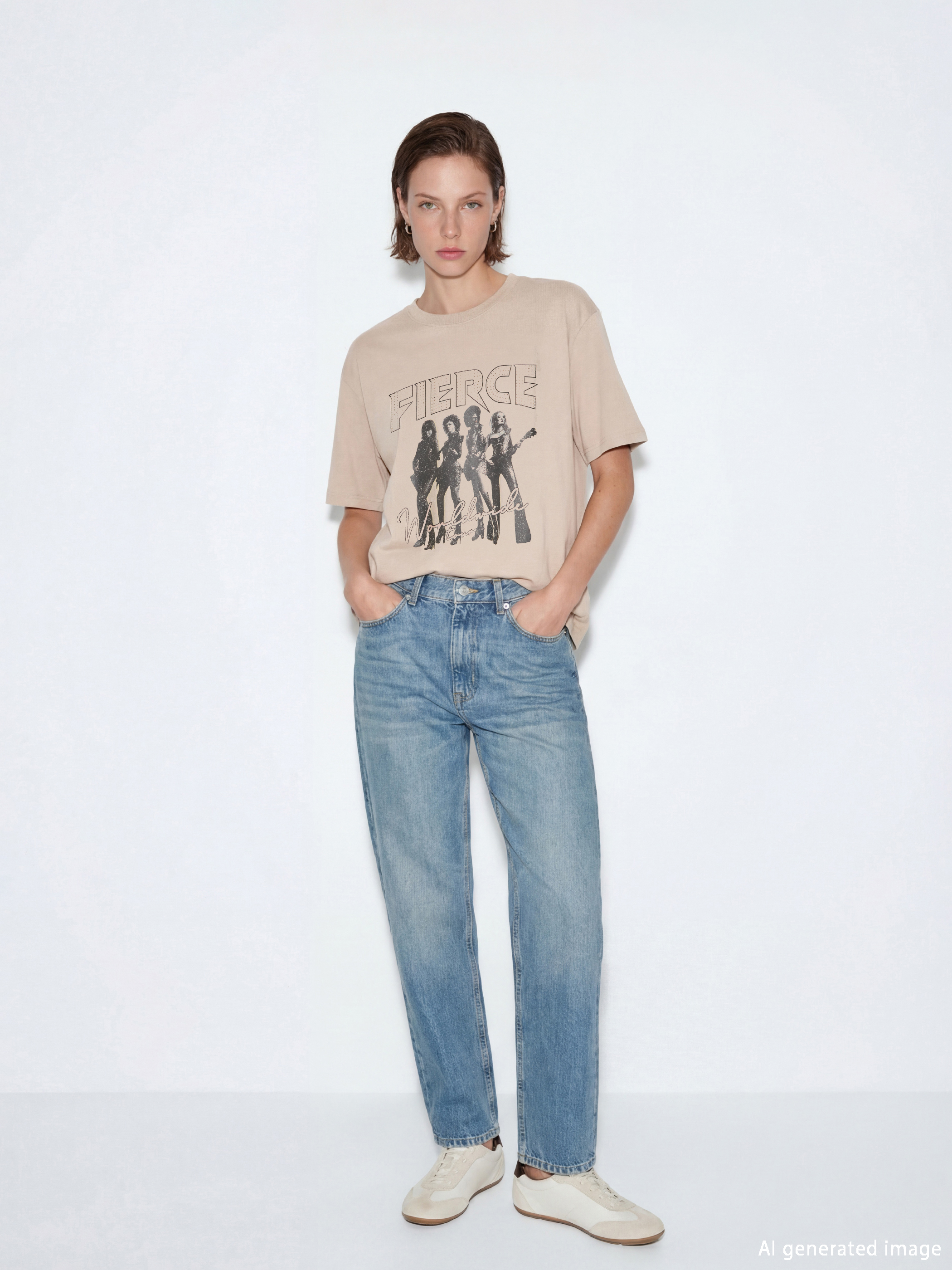 Woman KHAKI T-Shirt-1