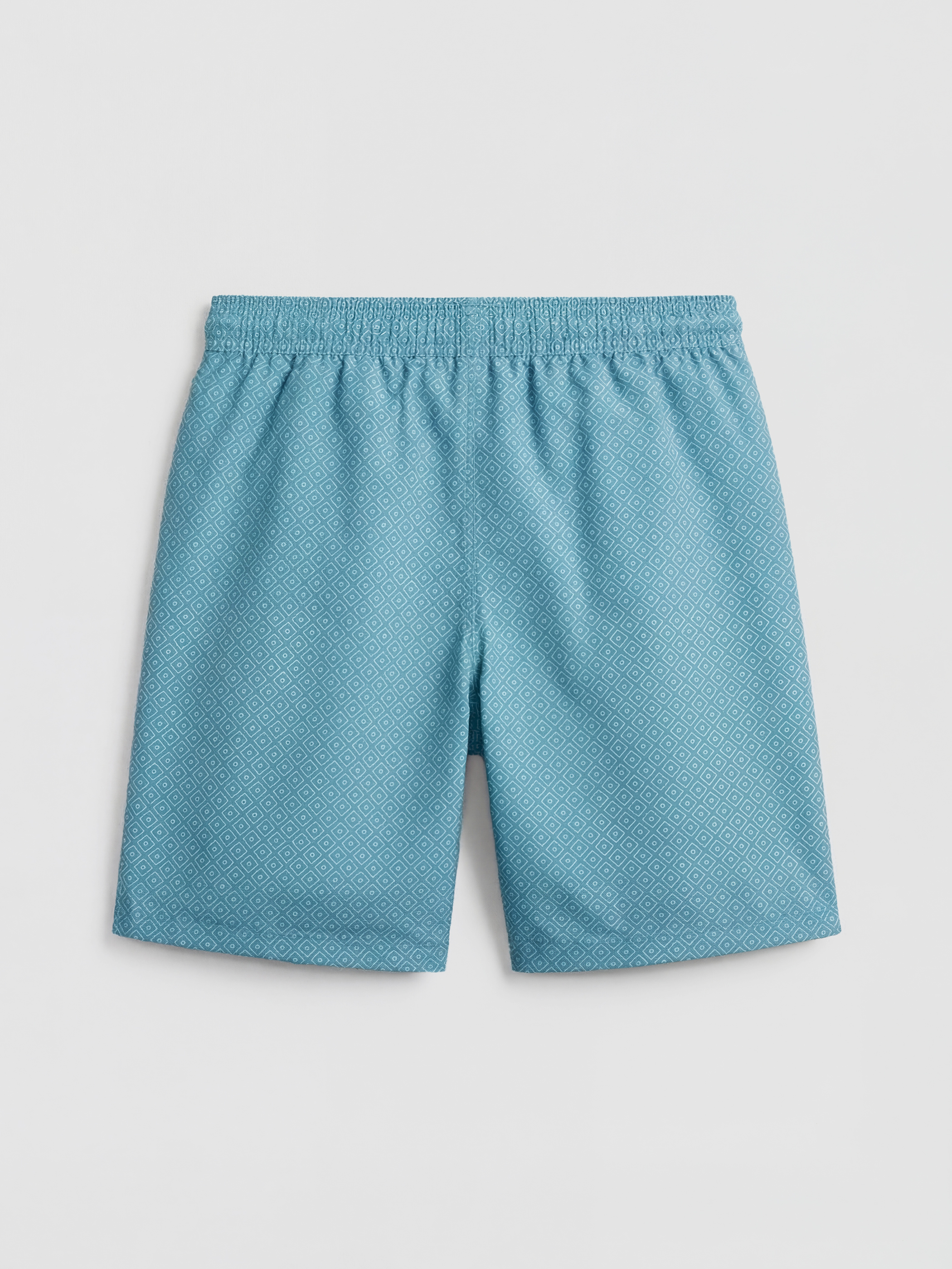Turkuaz Kısa Boy Desenli Erkek Deniz Şortu-4