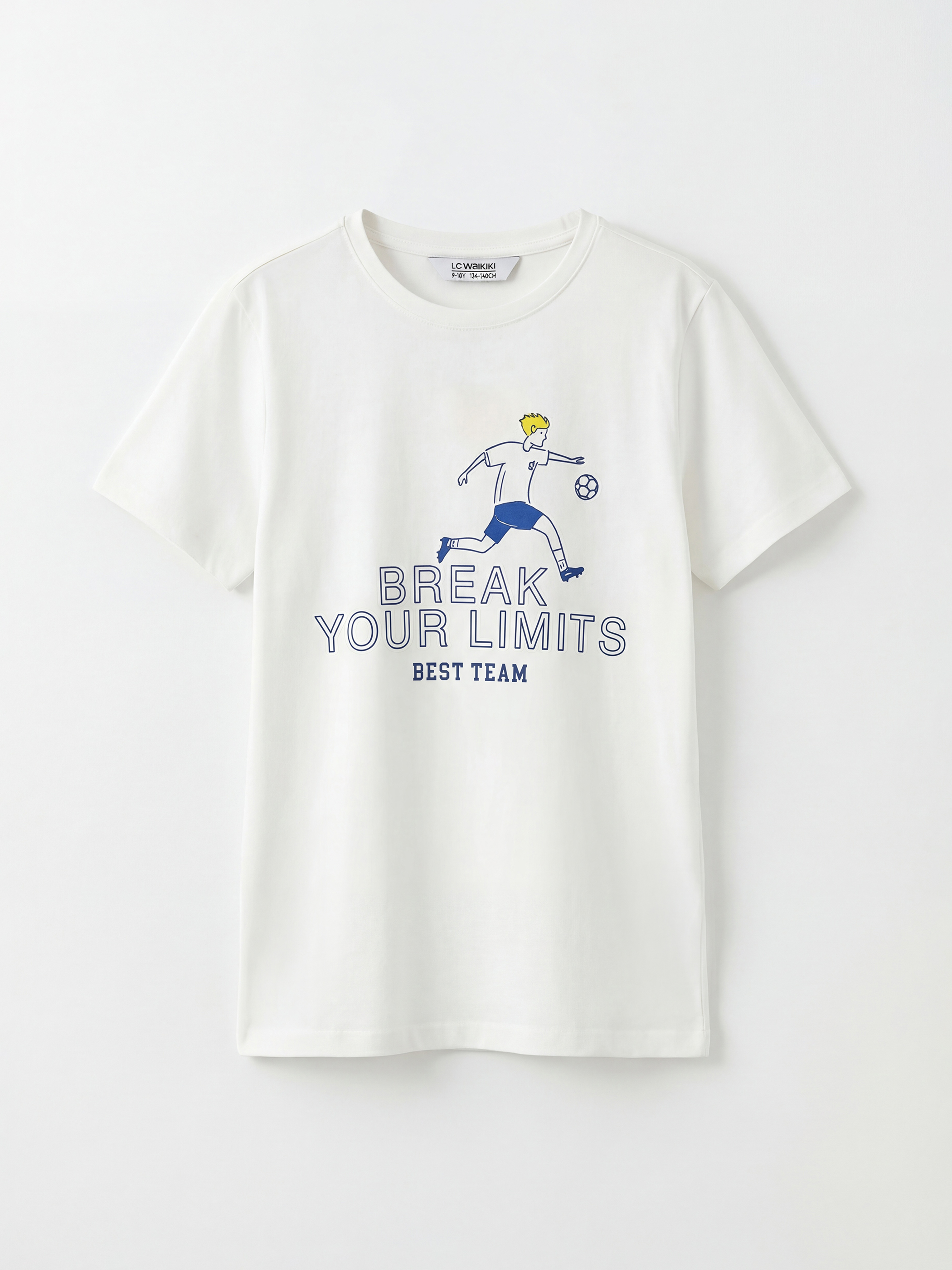 Beyaz Bisiklet Yaka Erkek Çocuk Şortlu Pijama Takımı-1