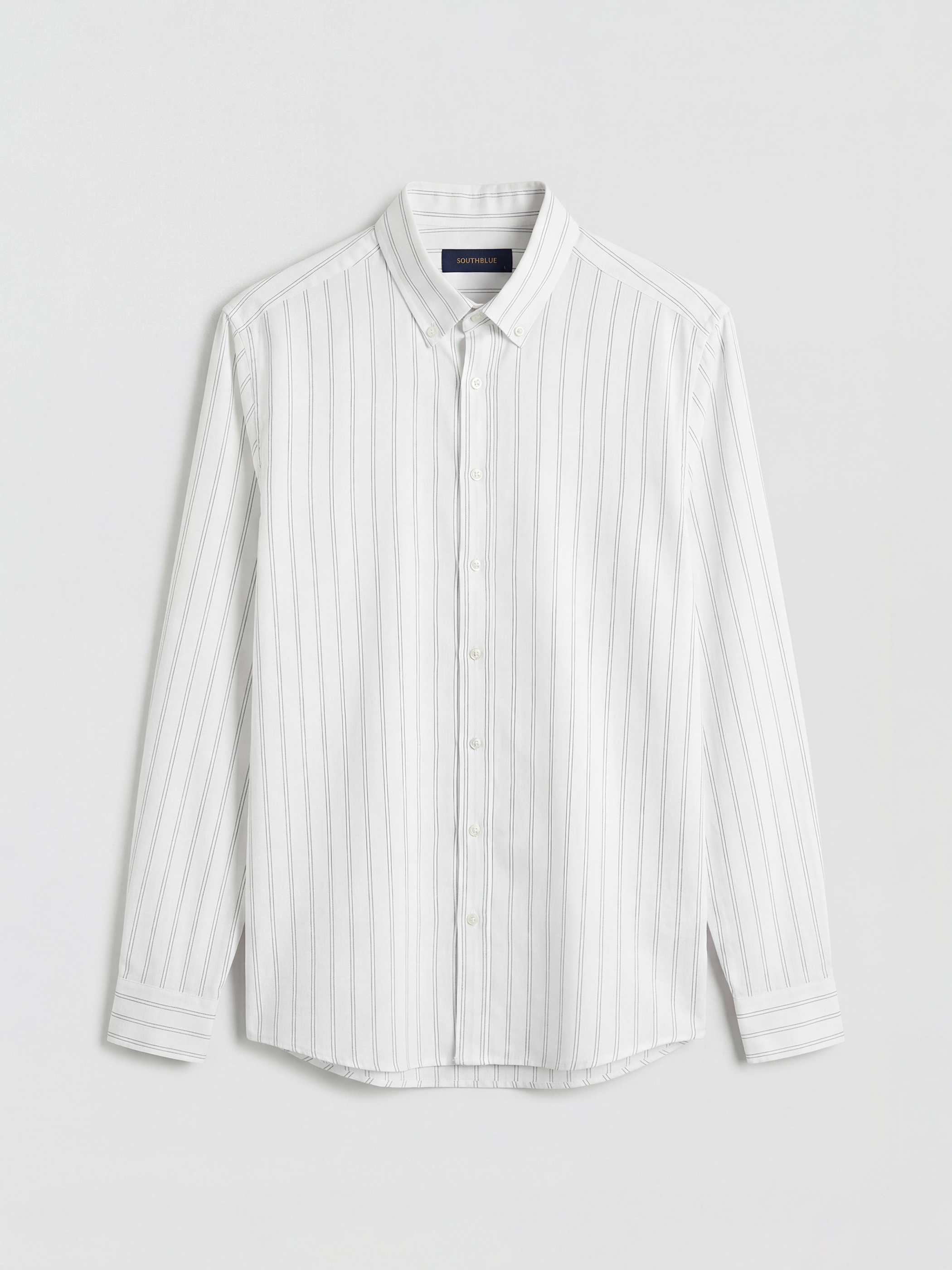 Ekru Regular Fit Çizgili Erkek Gömlek-4