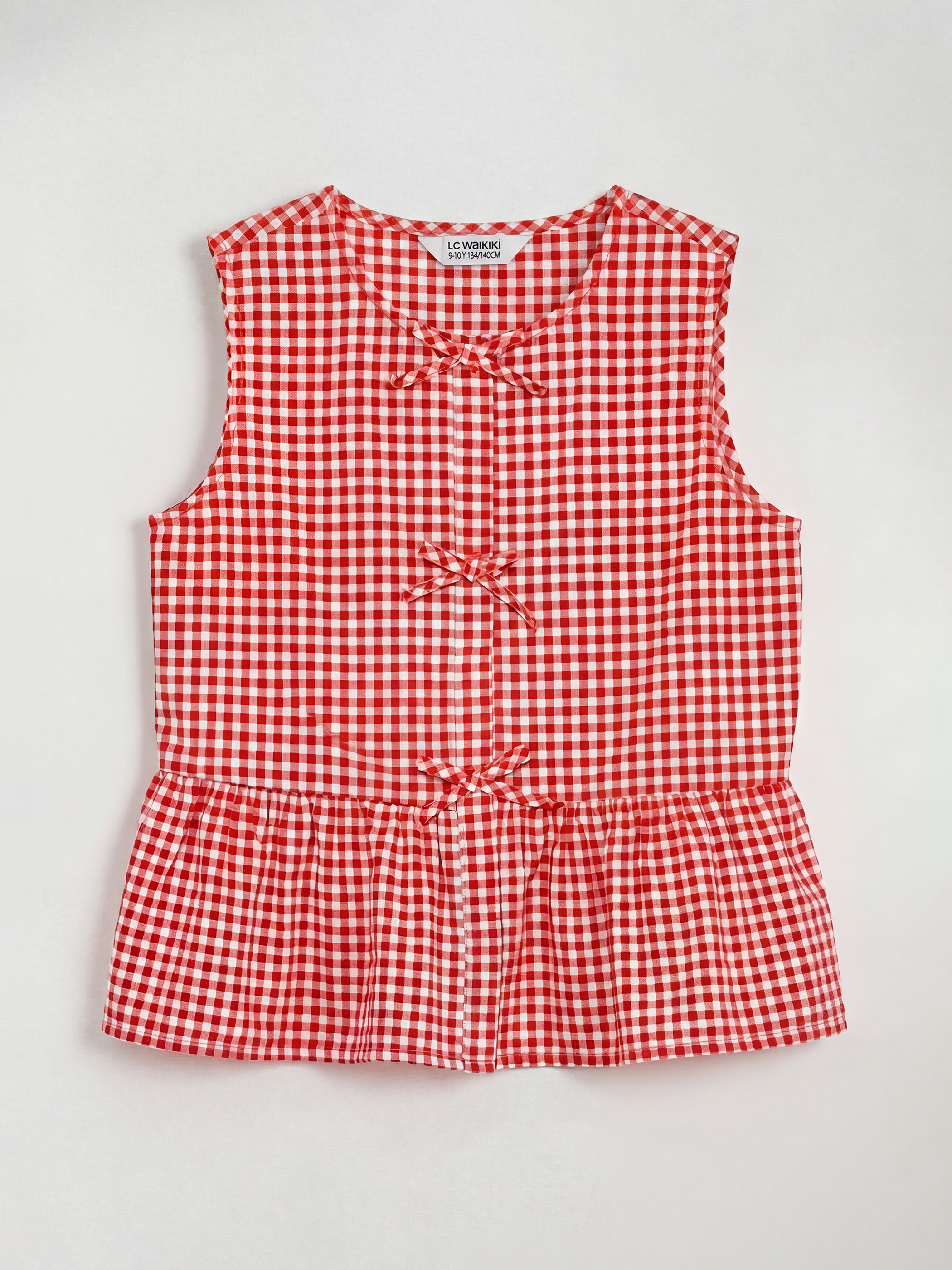 LCW Kids Bow-Detailed Plaid Girls' Shirt