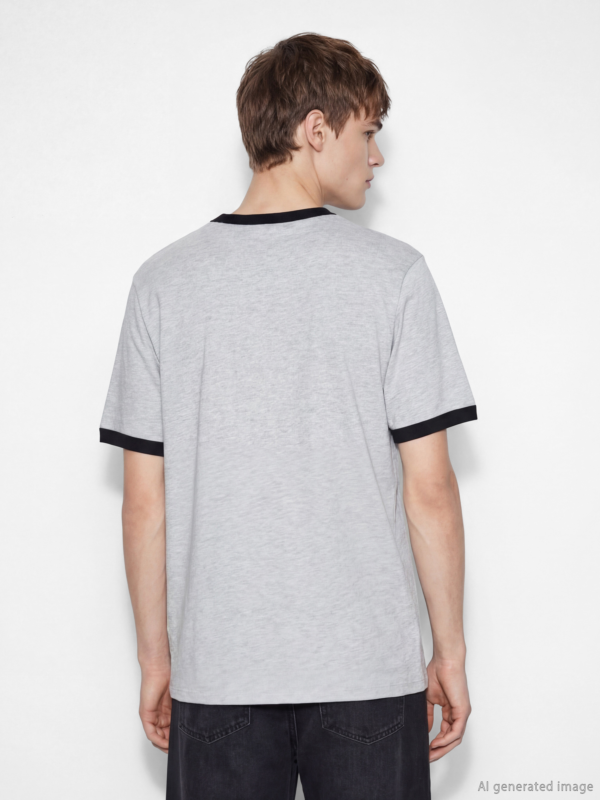 Gri Bisiklet Yaka Star Wars Baskılı Erkek Tişört-3