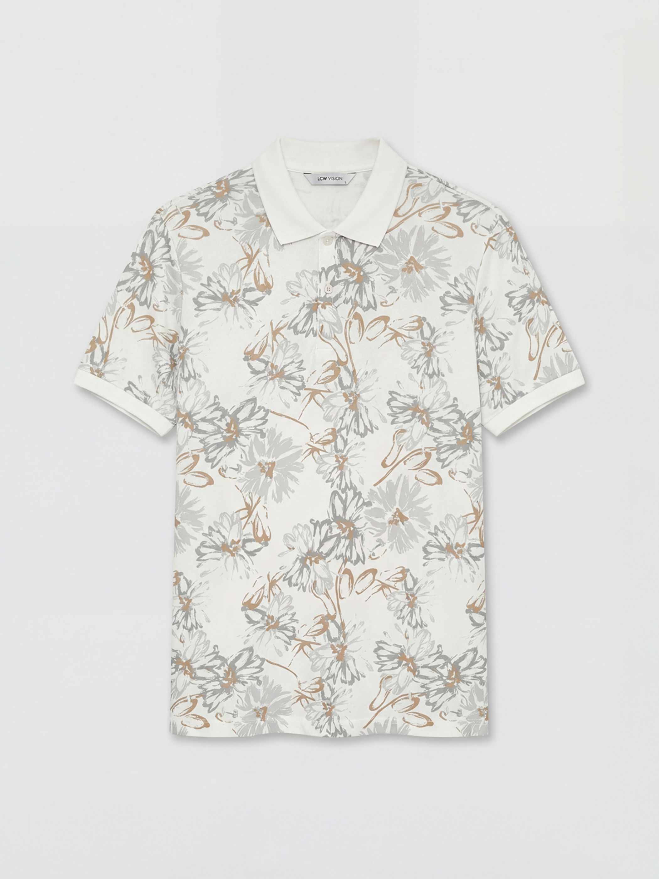 Polo Collar Patterned Pique T-Shirt-4