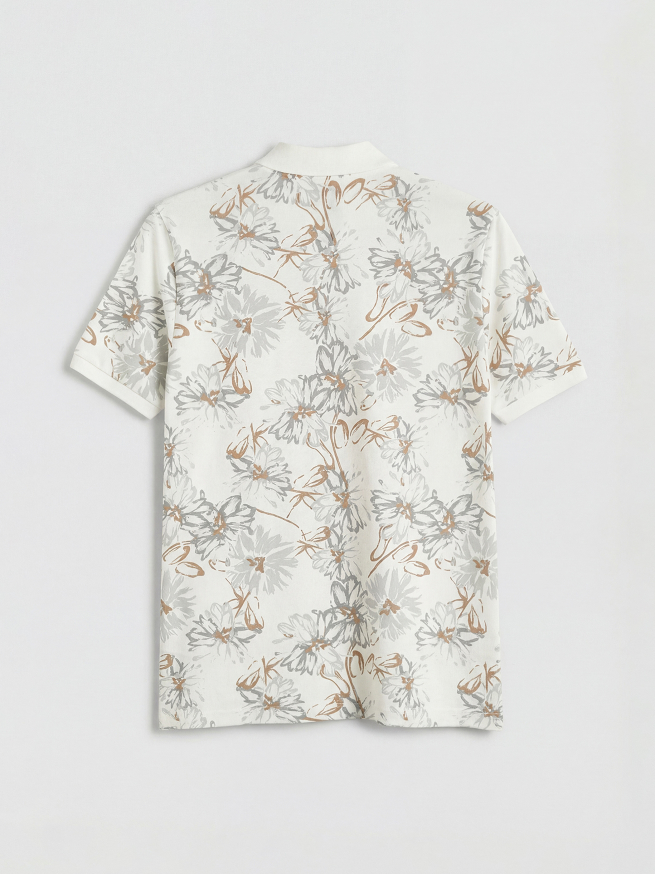 Polo Collar Patterned Pique T-Shirt-5