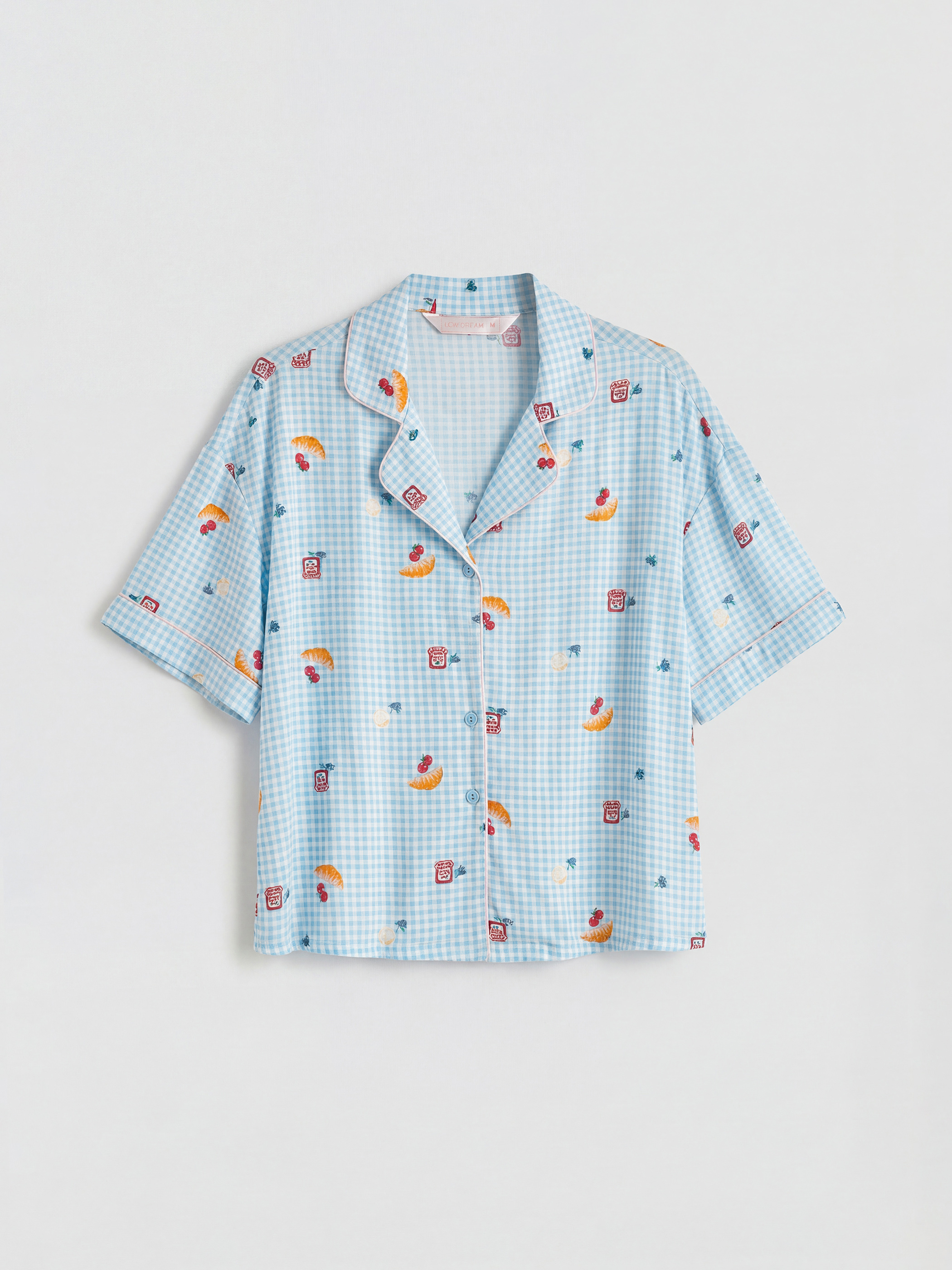 Ekru Desenli Kadın Şortlu Pijama Takımı-5