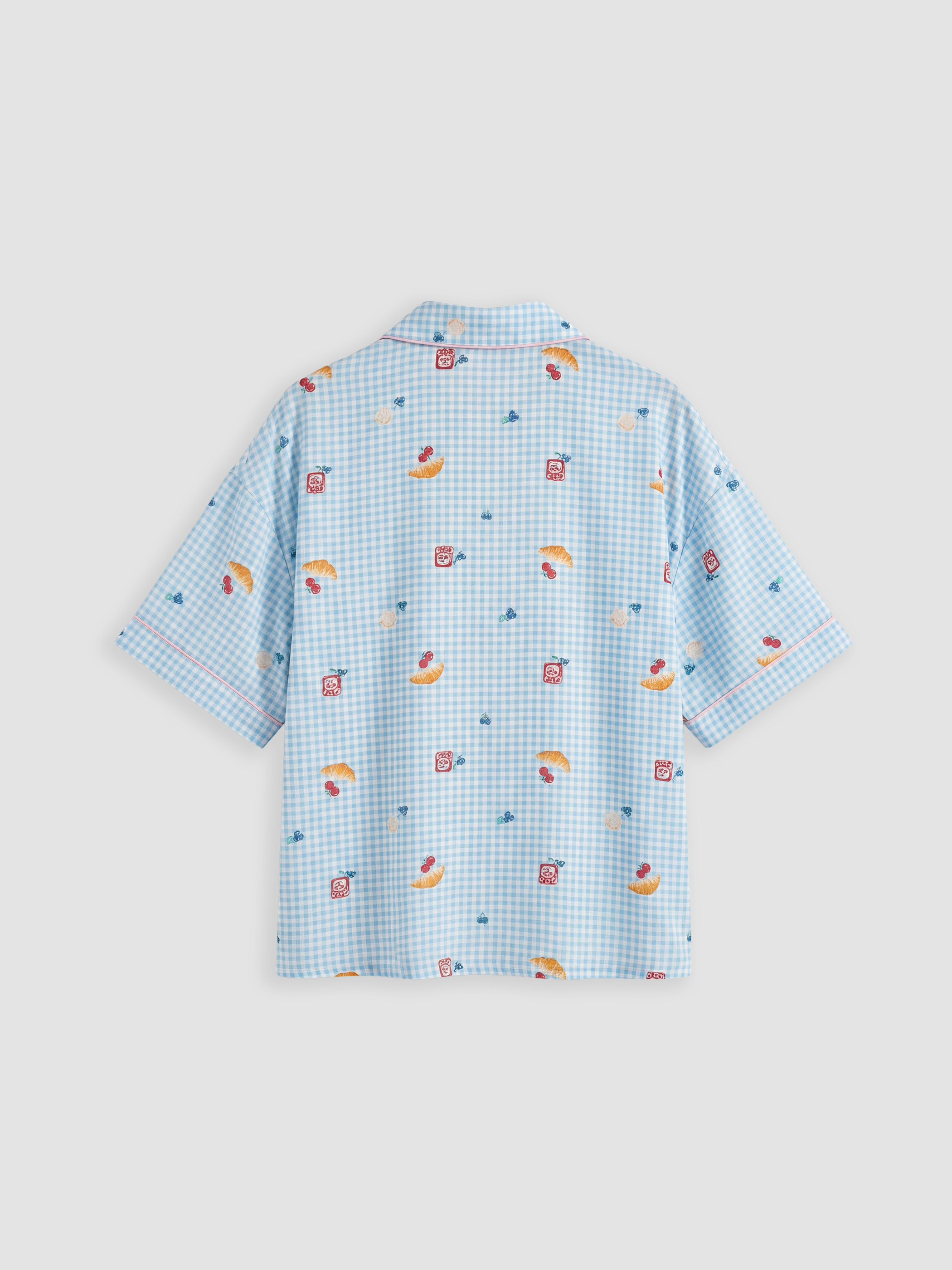 Ekru Desenli Kadın Şortlu Pijama Takımı-6