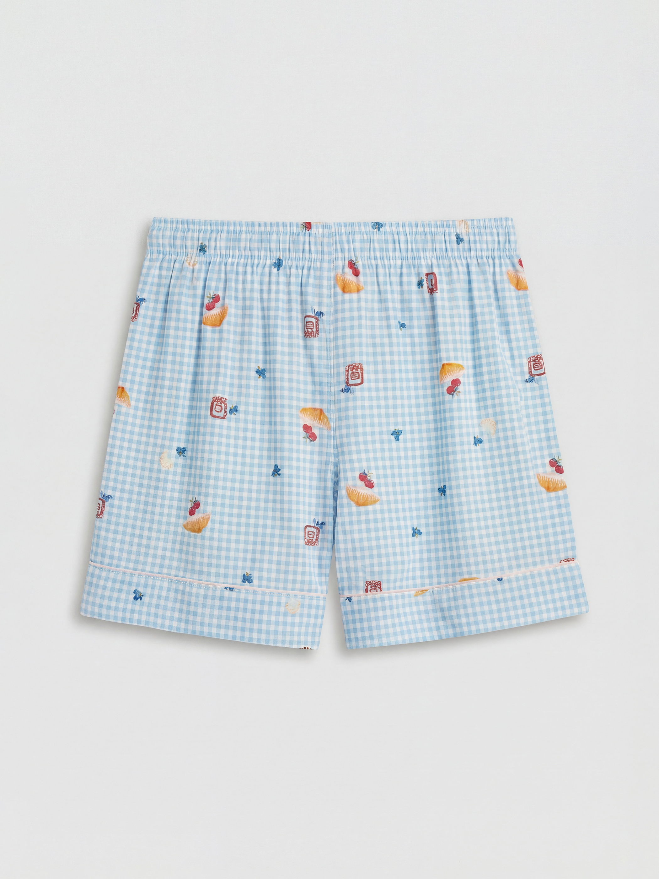 Ekru Desenli Kadın Şortlu Pijama Takımı-8