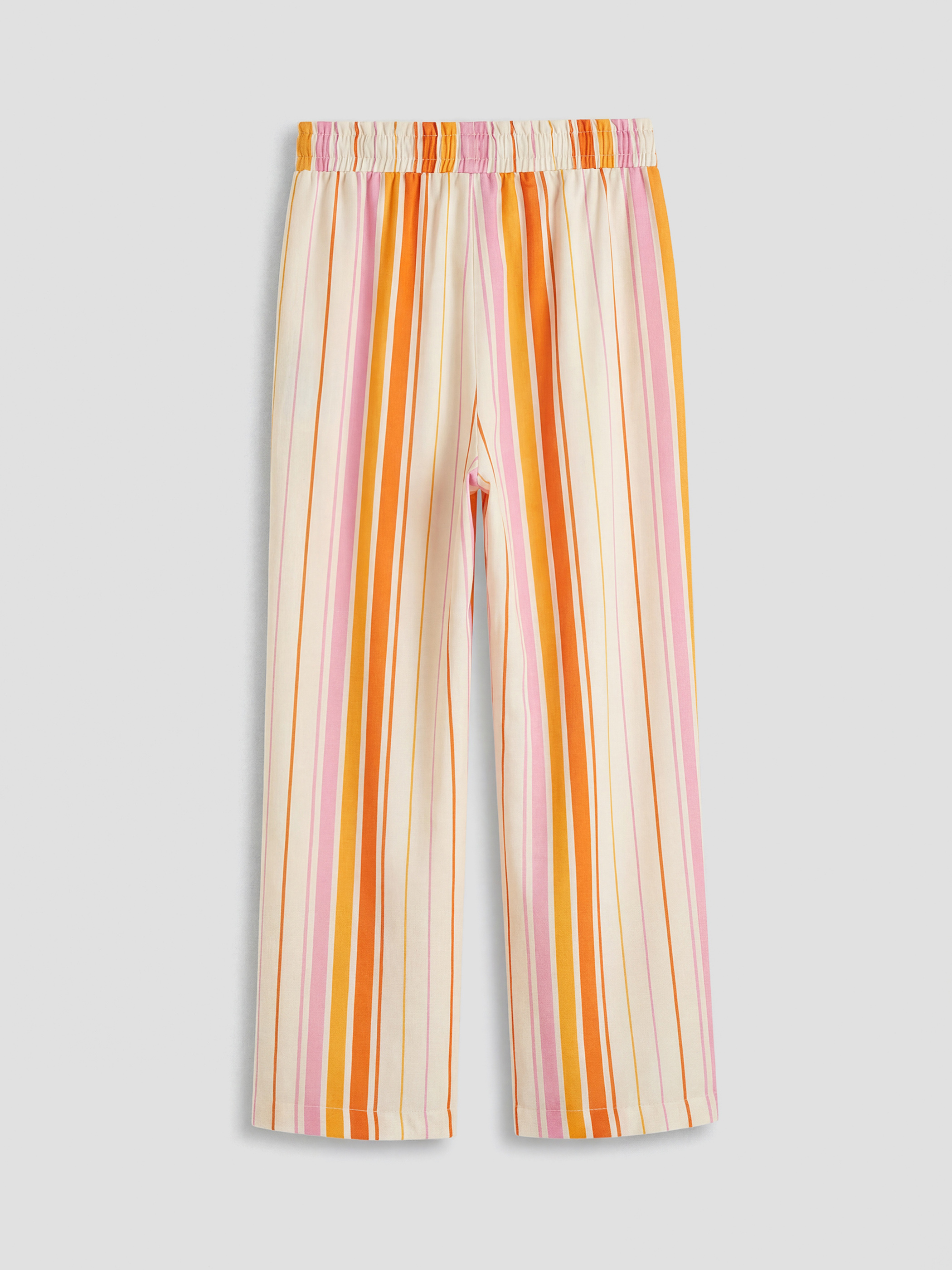 Elastic Waist Striped Girls' Trousers-1
