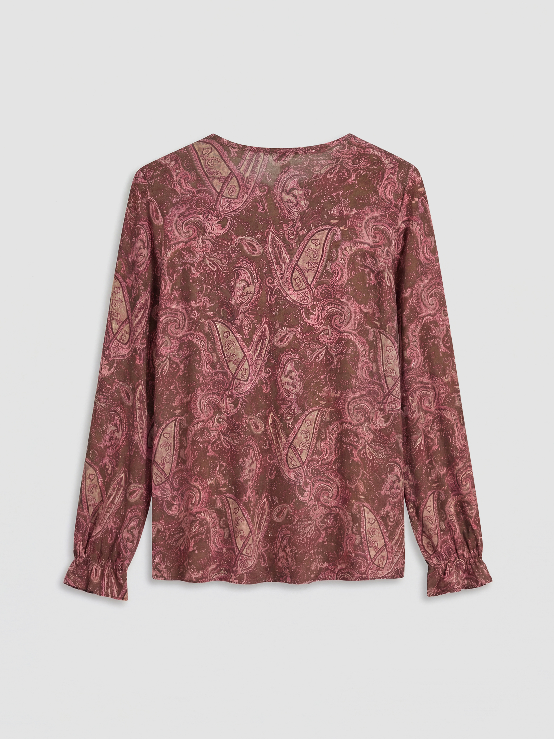 Kahverengi Bisiklet Yaka Desenli Bluz	-5