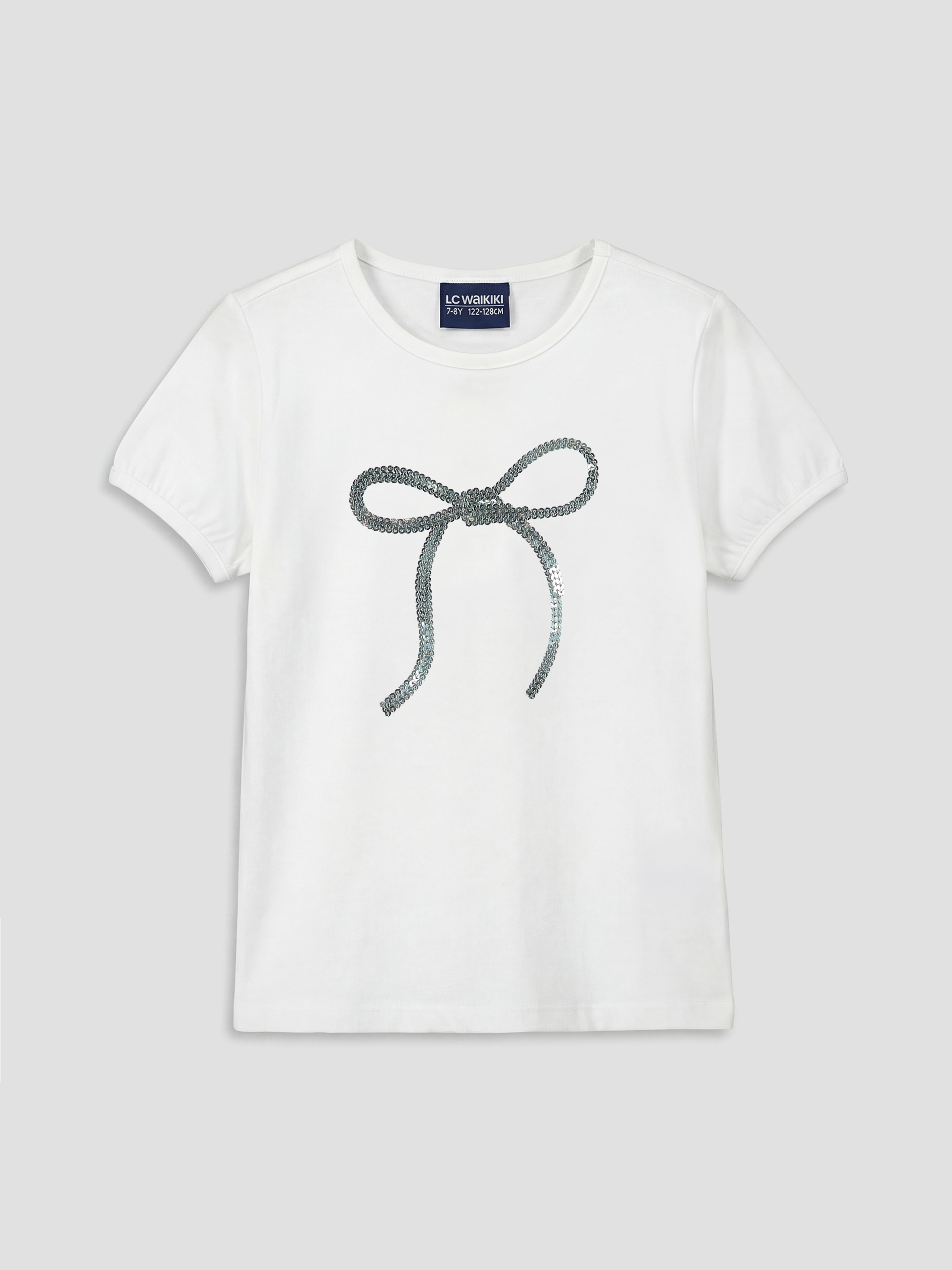 LCW Kids Fiyonk Payetli Kız Çocuk Tişört