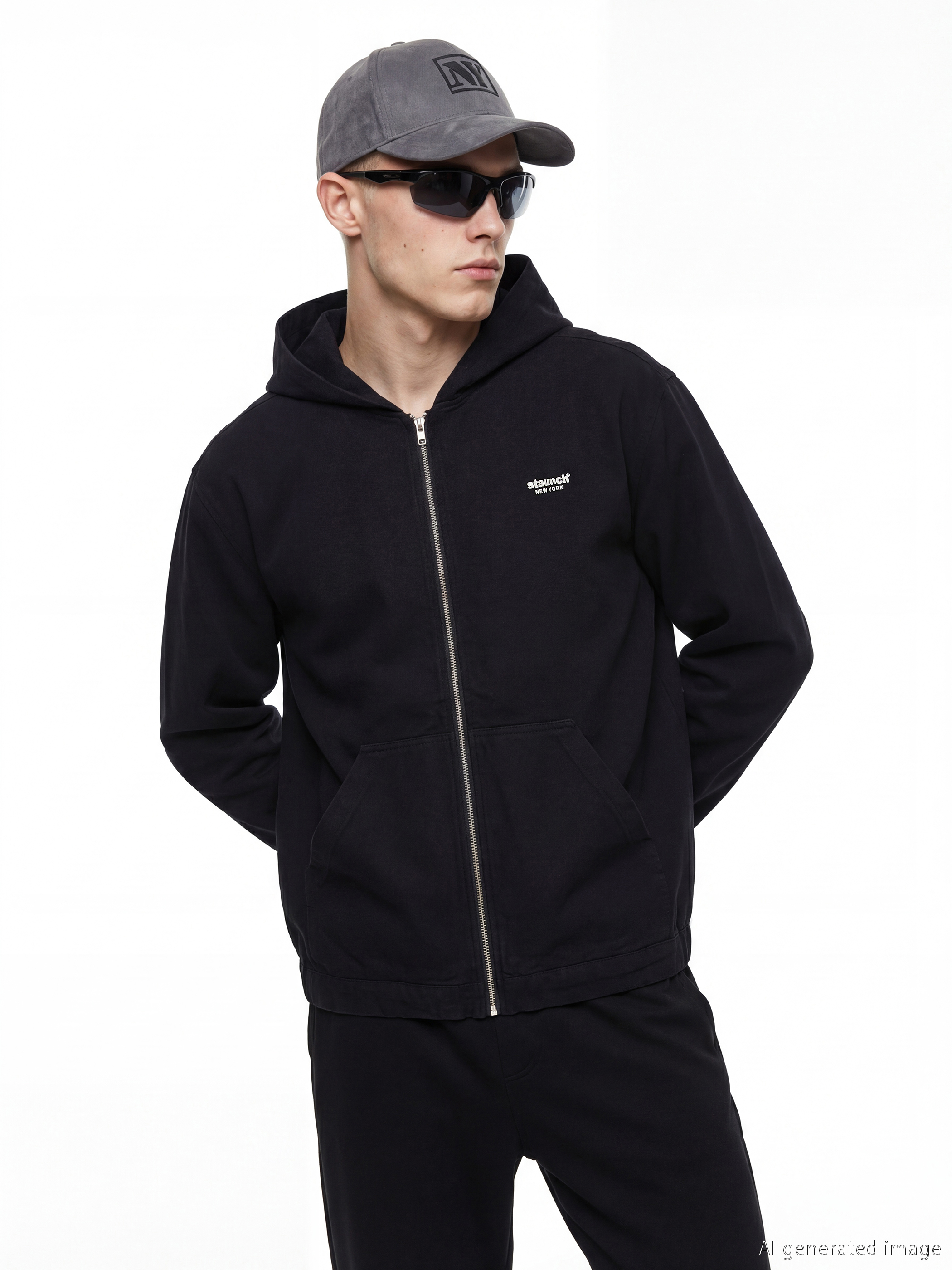 Siyah Loose Fit Erkek Jean Ceket-1