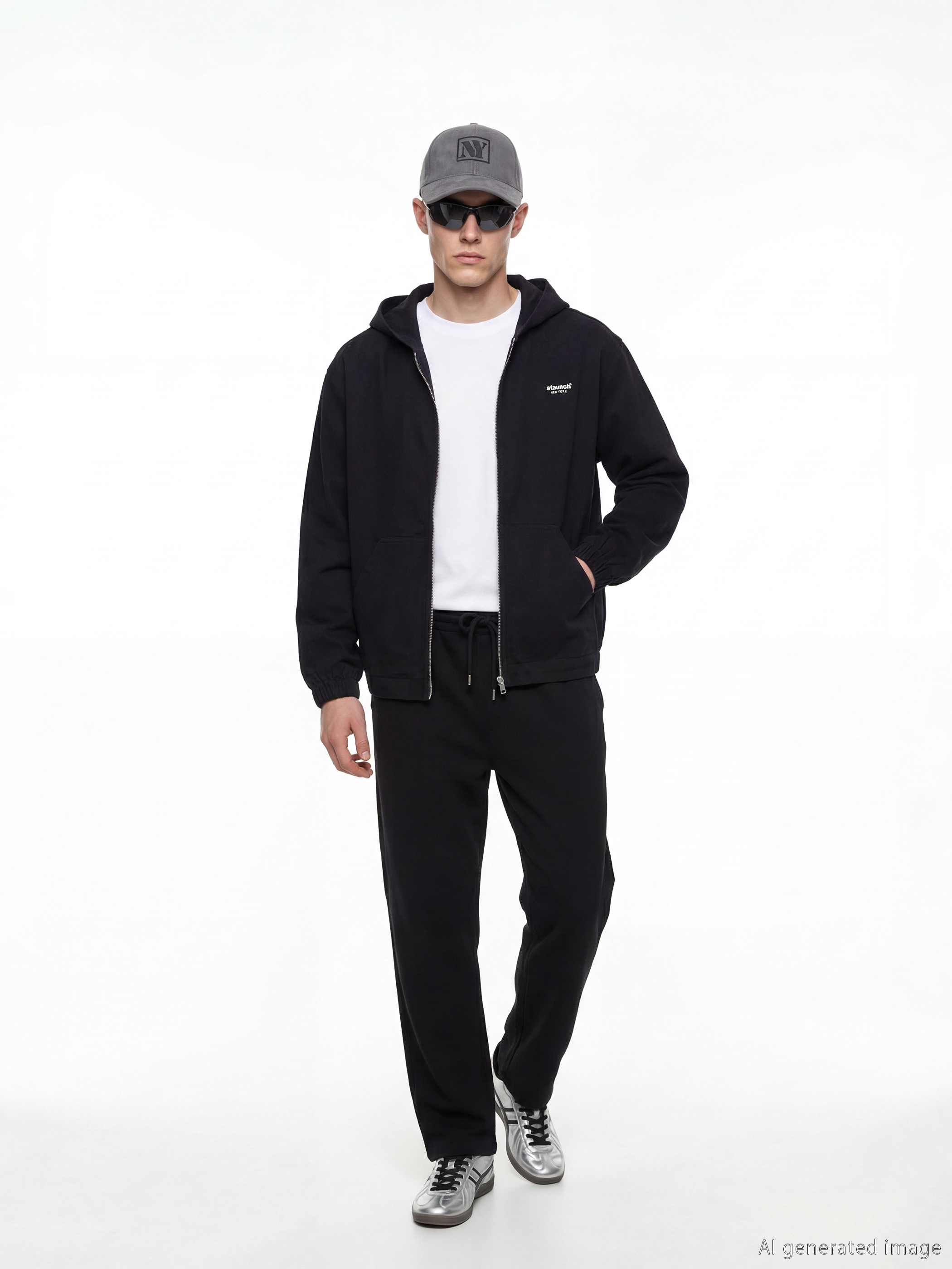 Siyah Loose Fit Erkek Jean Ceket-2