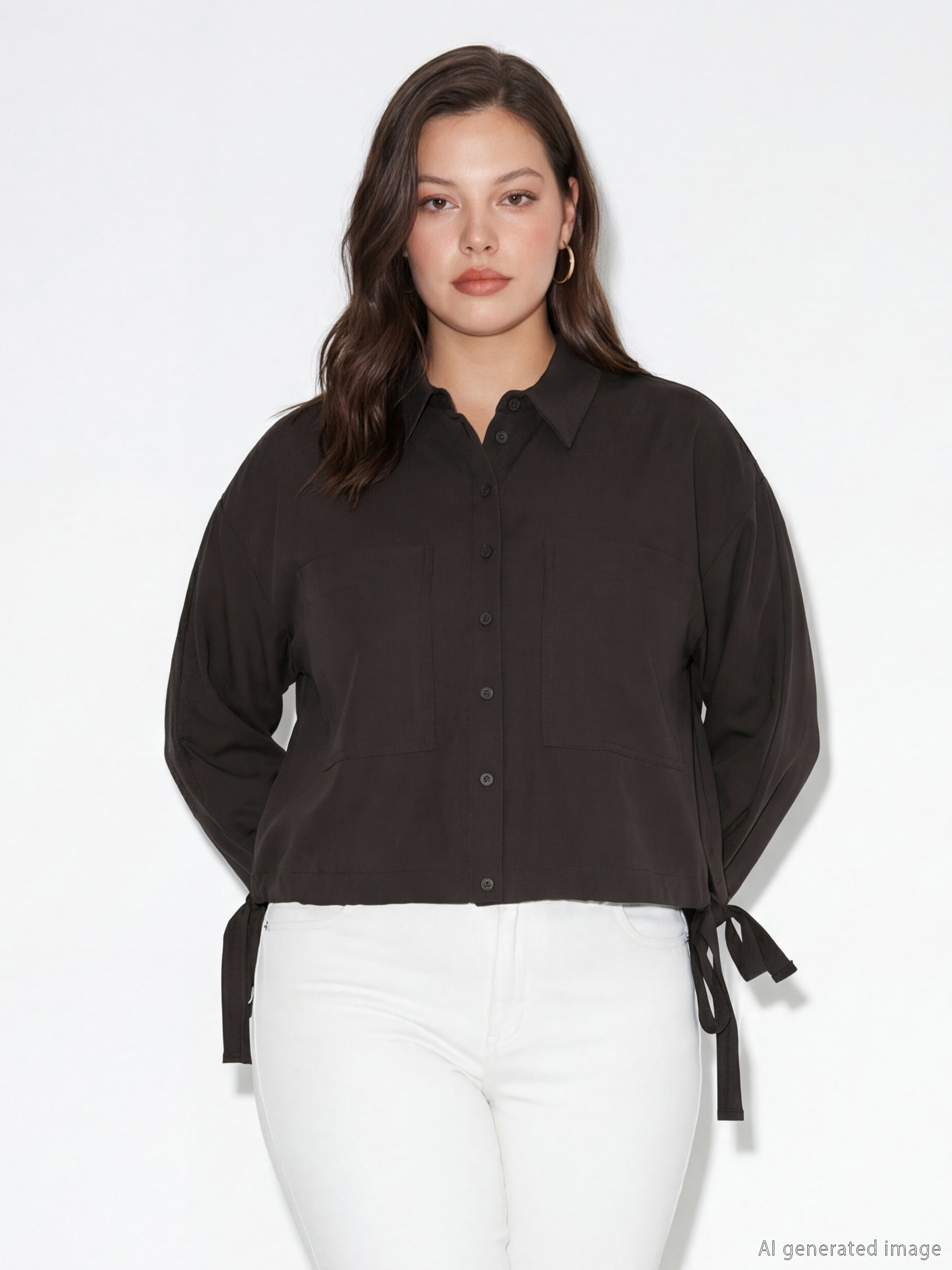 Lace-Up Oversized Women's Shirt-1