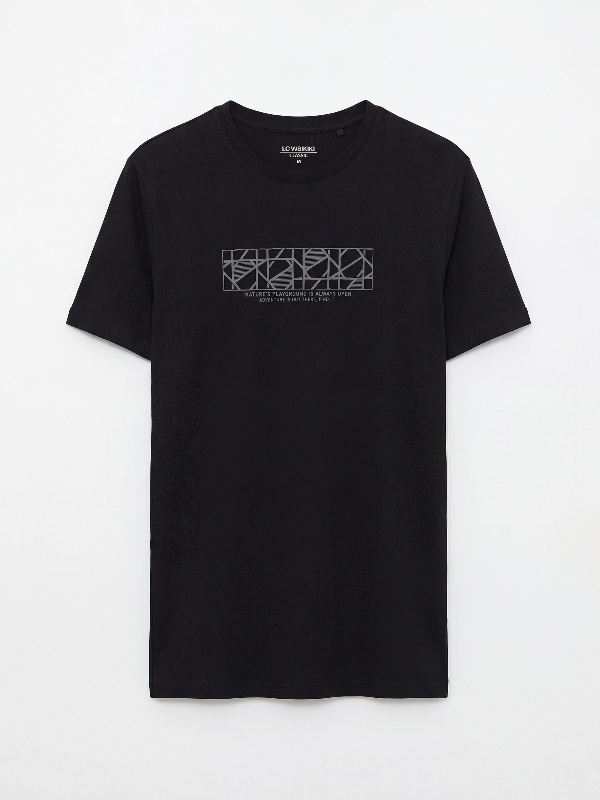 Мъжка тениска с кръгло деколте, отпечатана, пике