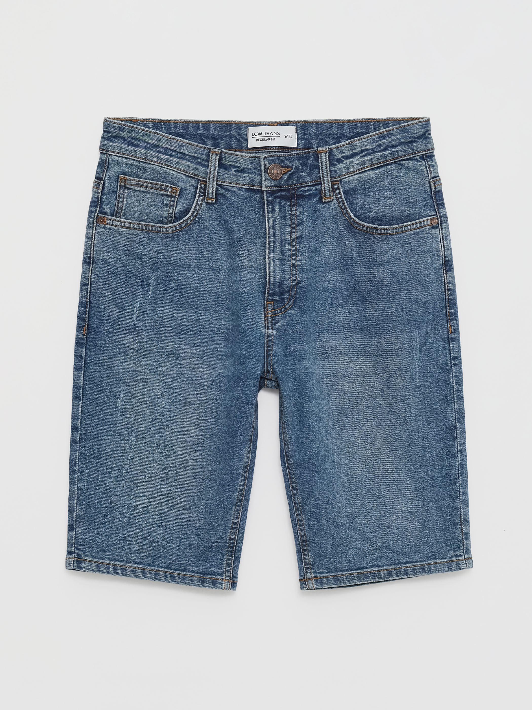 Мъж Индиго Къси дънкови панталони-3