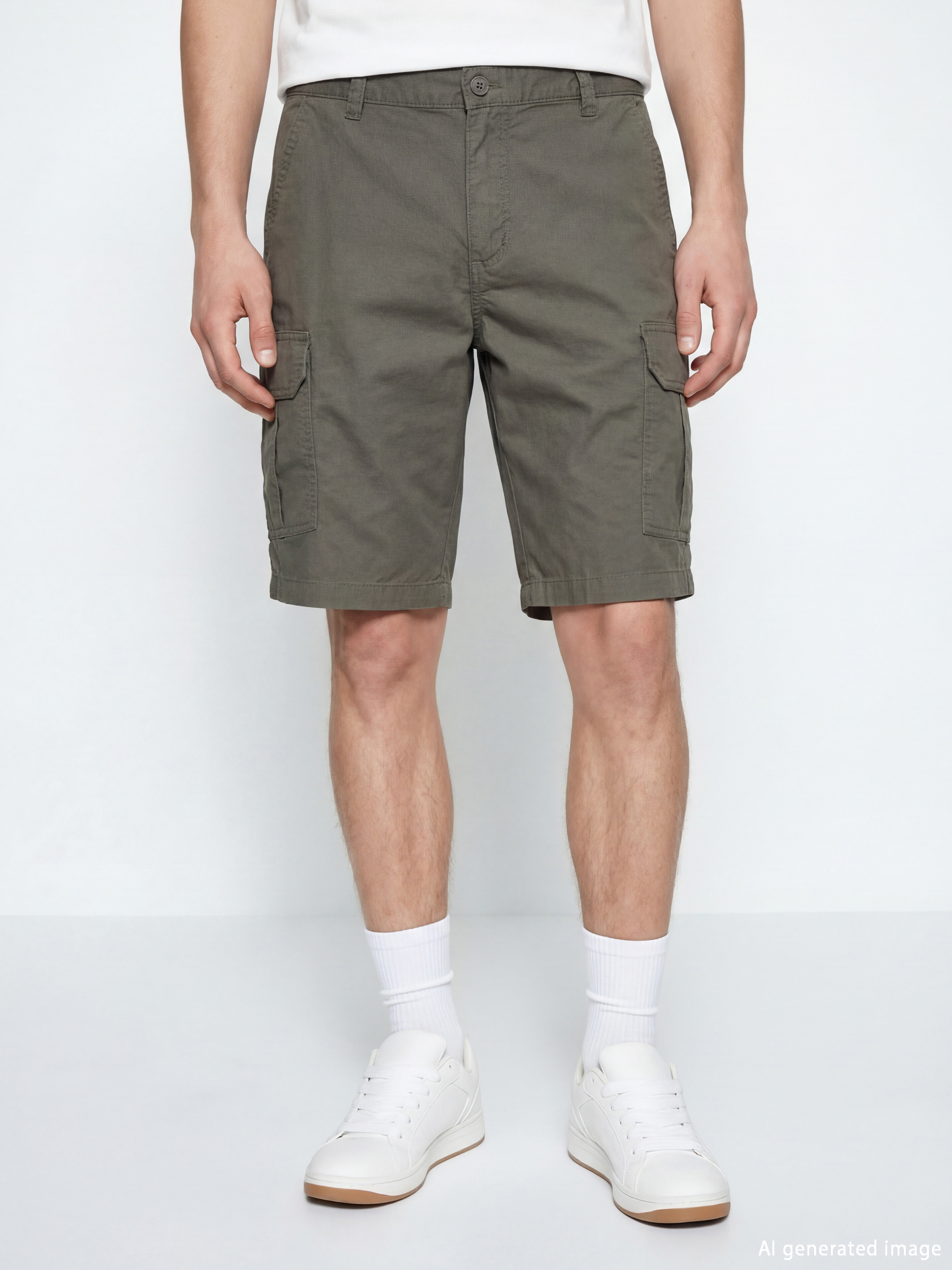 Regular Fit Men's Gabardine Cargo Shorts-1