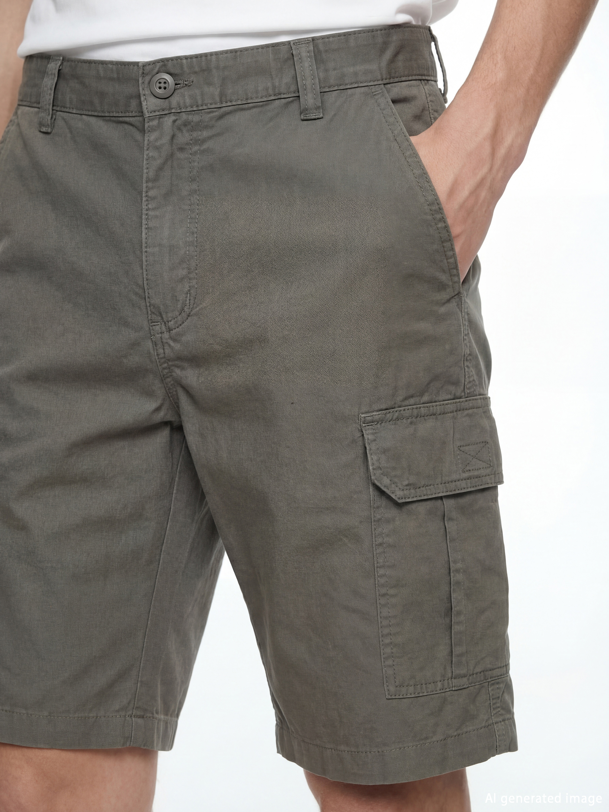 Regular Fit Men's Gabardine Cargo Shorts-2