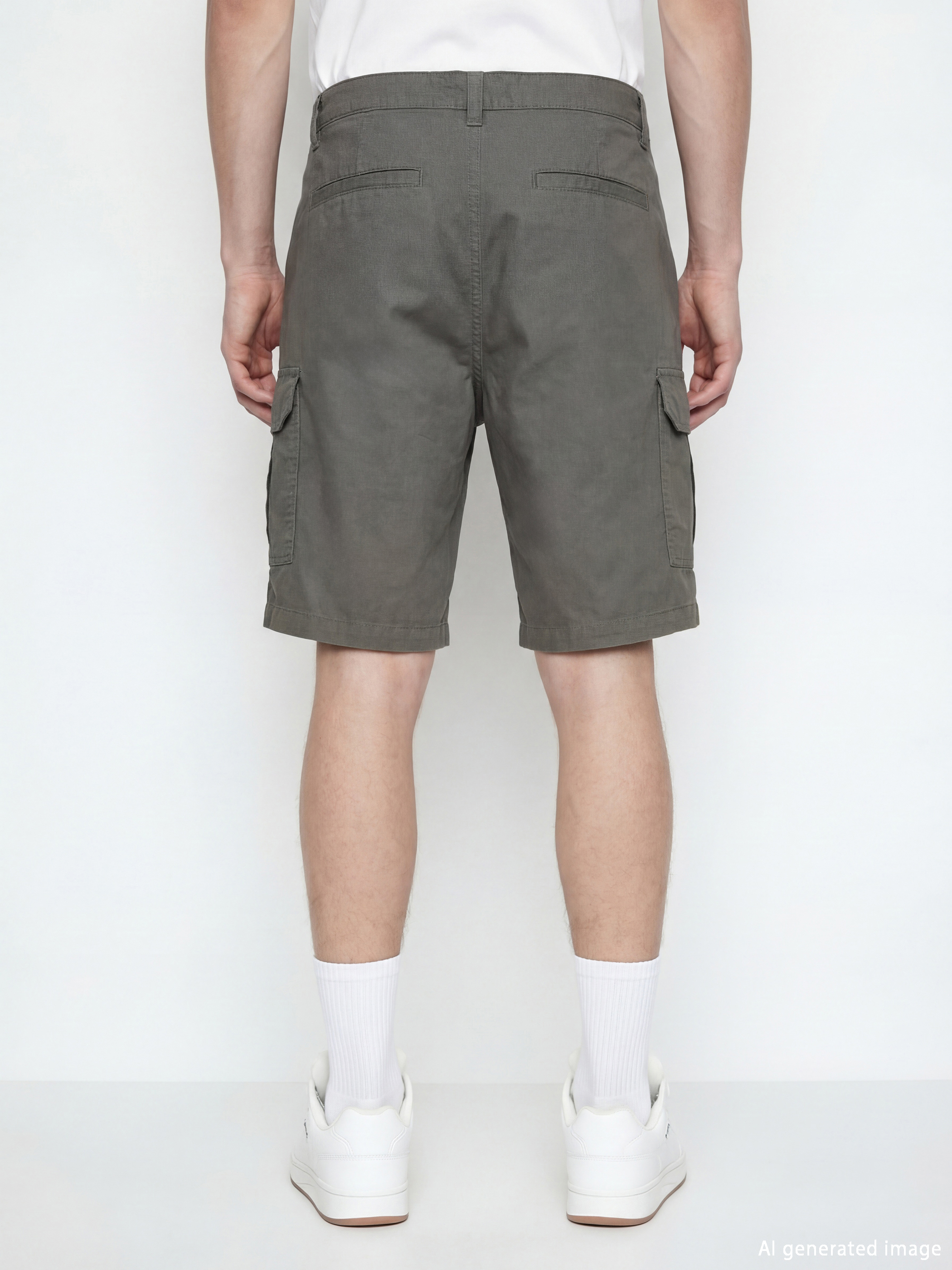 Regular Fit Men's Gabardine Cargo Shorts-3