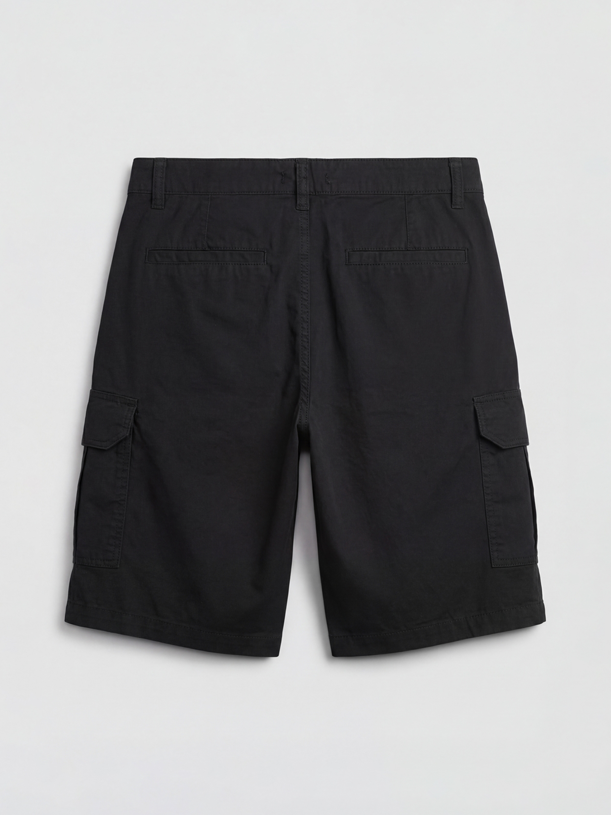 Siyah Regular Fit Gabardin Kargo Erkek Şort-4