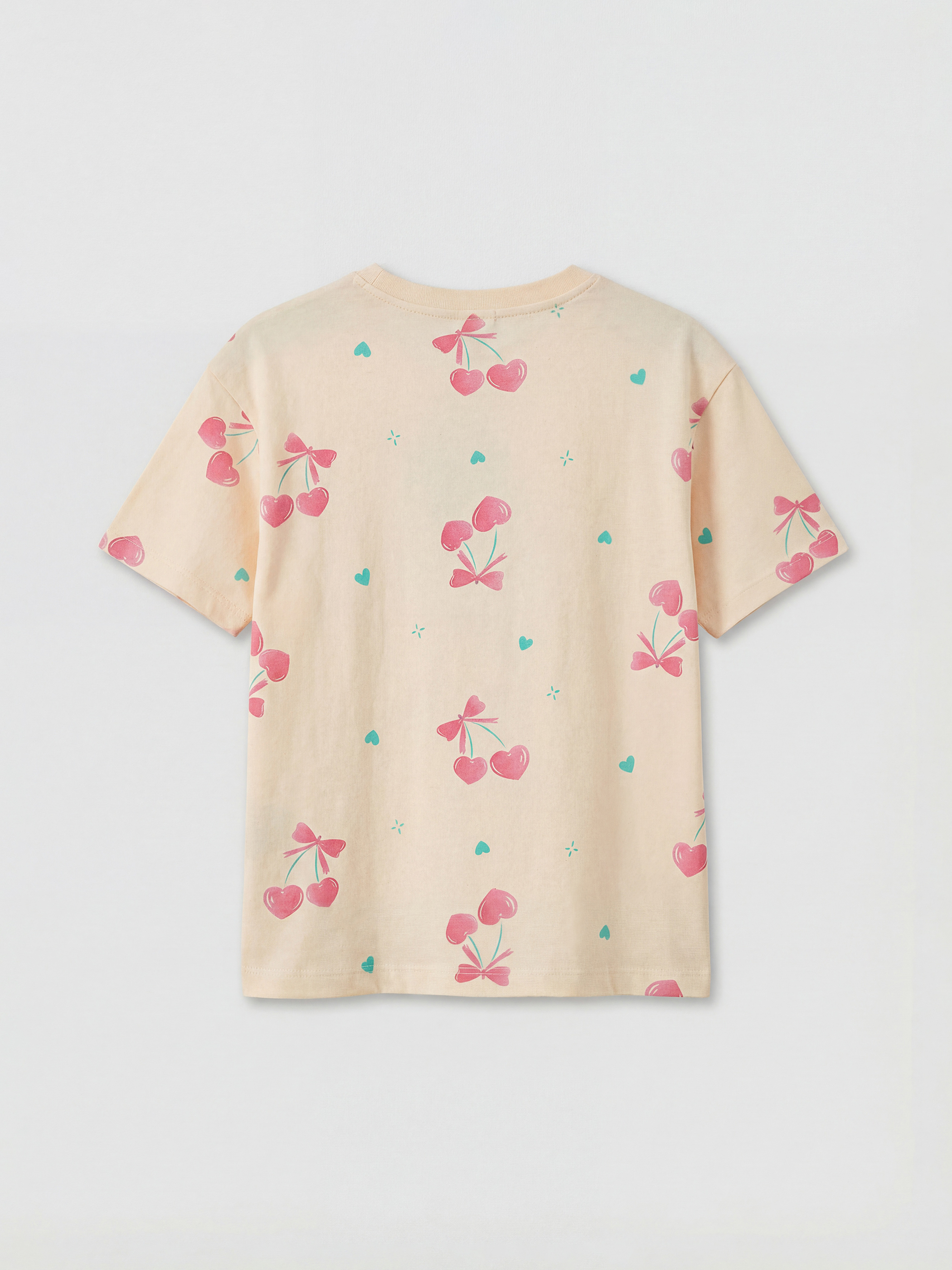 Bej Baskılı Kız Çocuk Şortlu Pijama Takımı-2