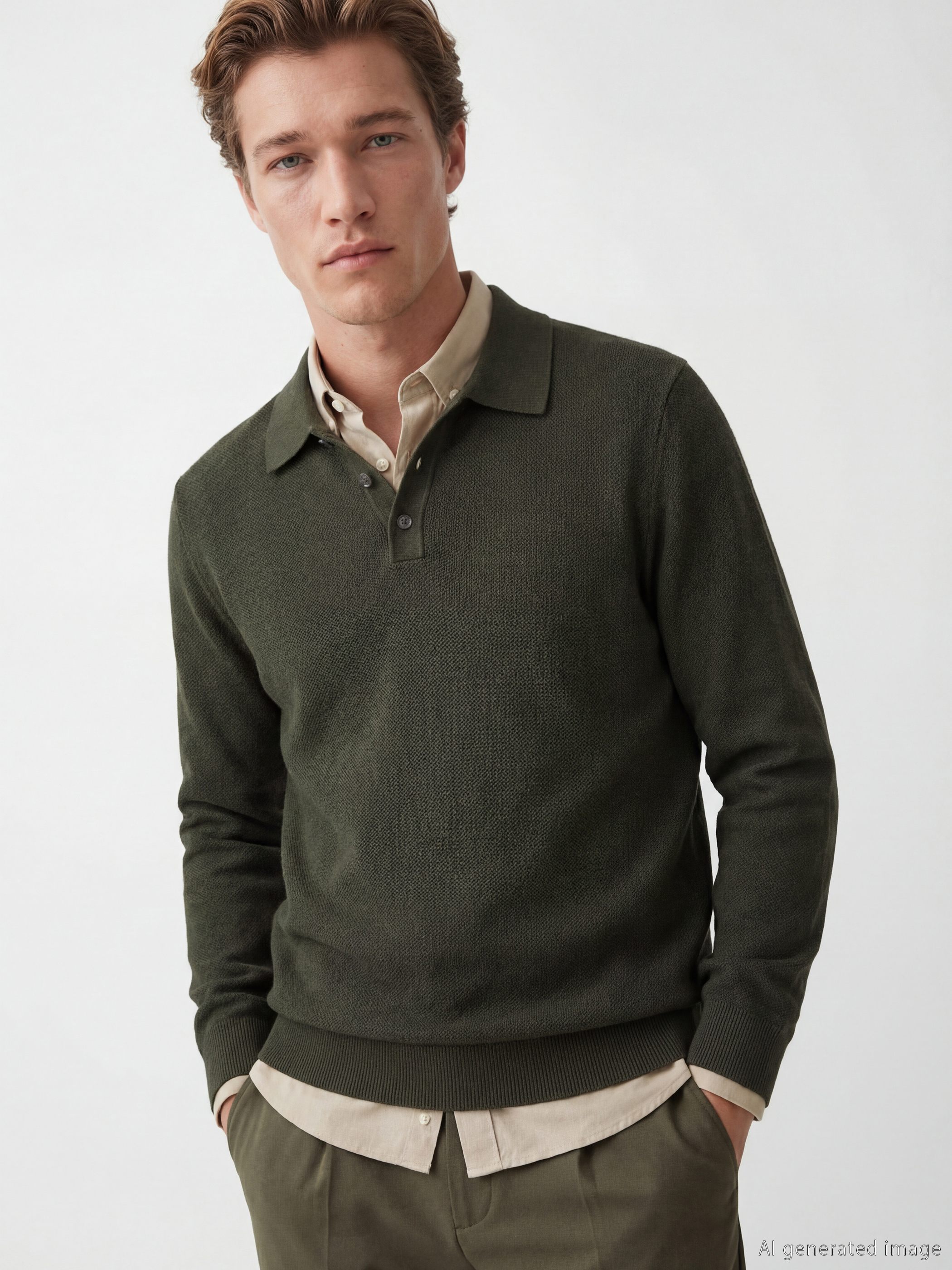 Muški Rolka Trikotažni Džemper-6