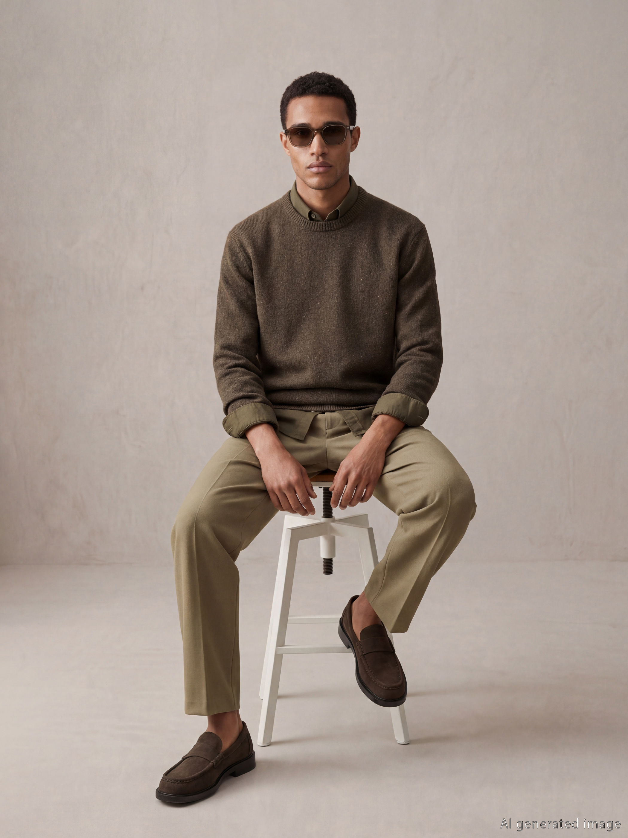 Men's Wool-Blend Sweater with a Crew Neck-1