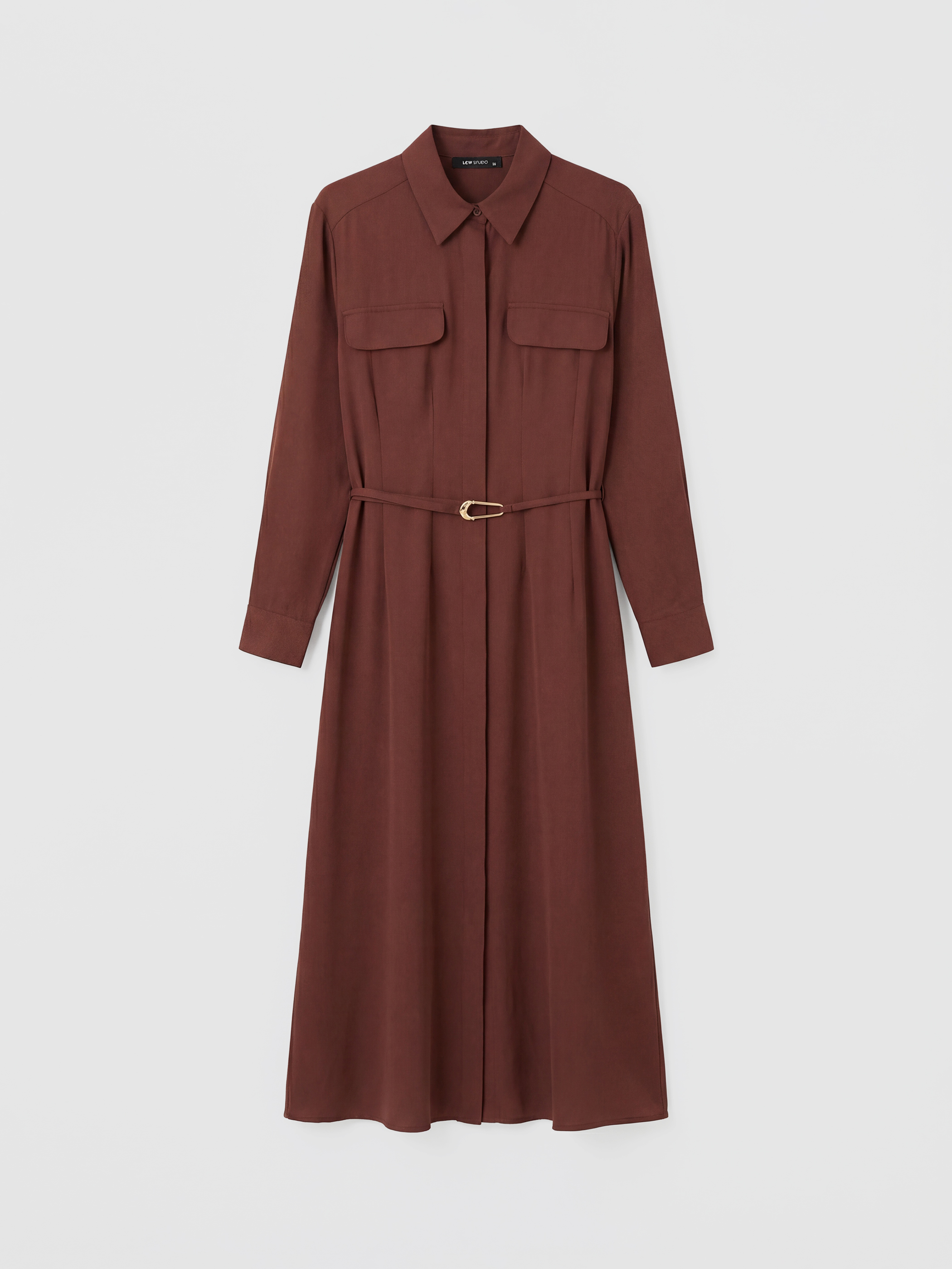 LCWAIKIKI Classic Kemerli Belden Oturtmalı Gömlek Elbise - S6I554Z8-JSE