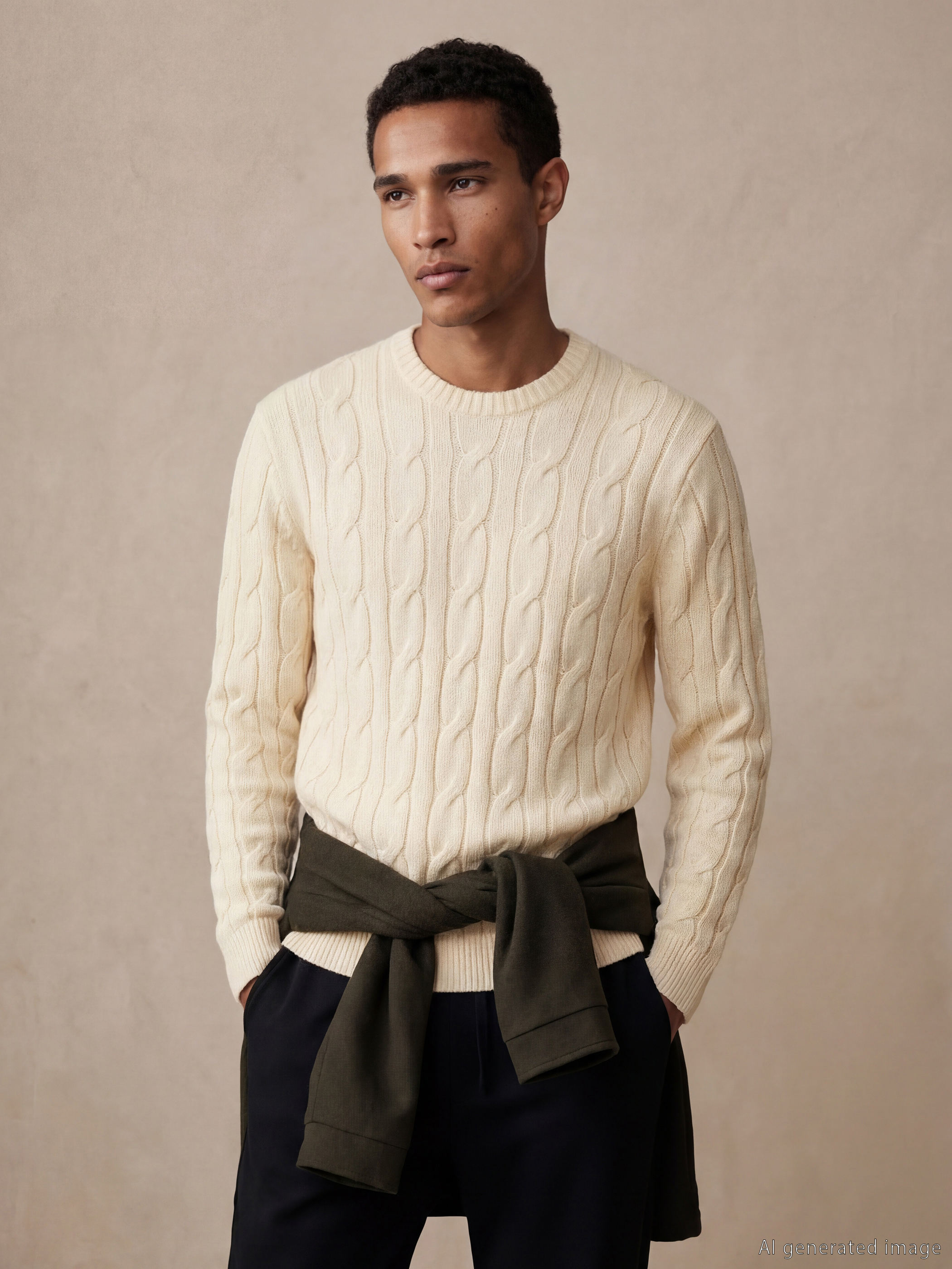 LCW Vision Bisiklet Yaka Saç Örgüsü Desenli Erkek Triko Kazak - S6I607Z8-R9J