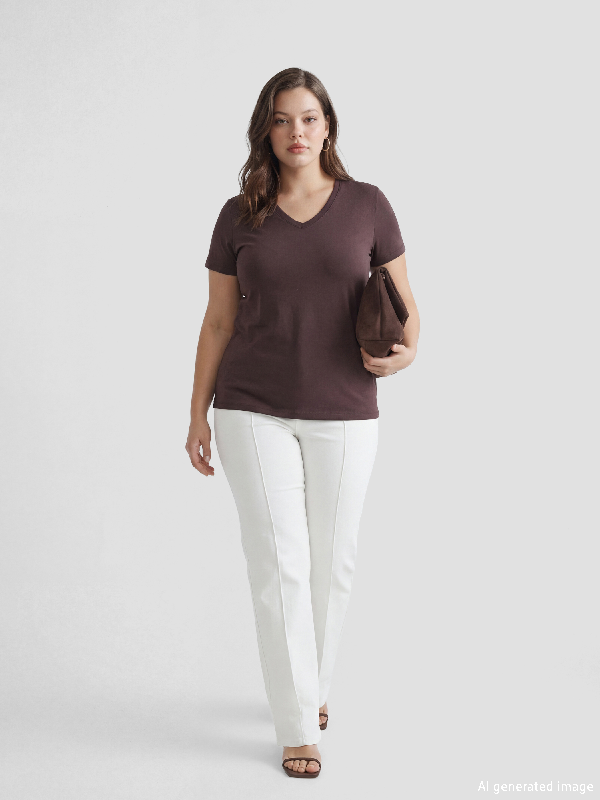 تیشێرت قاوه‌یی ژن-1