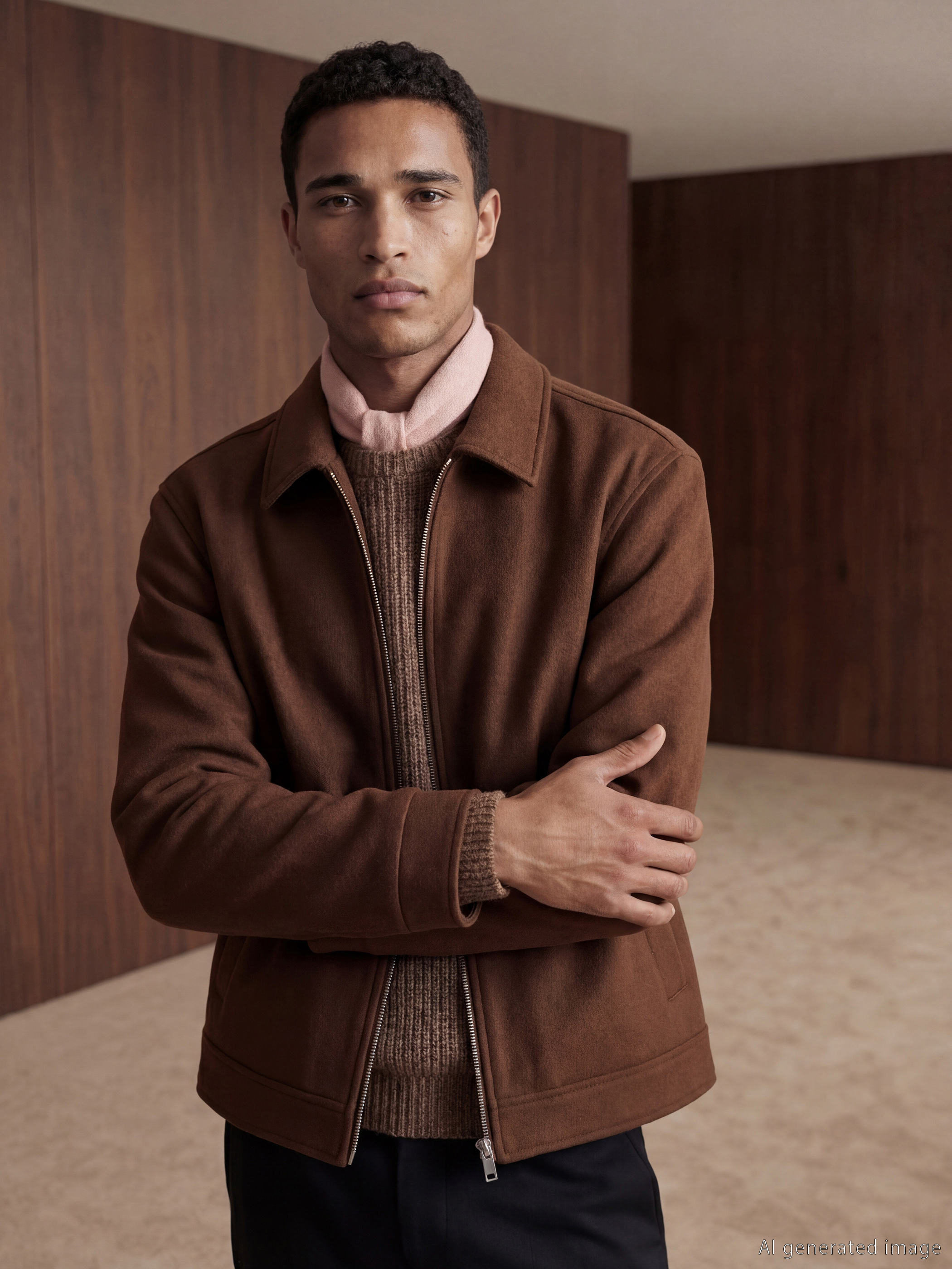 მამაკაცები ყავისფერი ქურთუკი-1