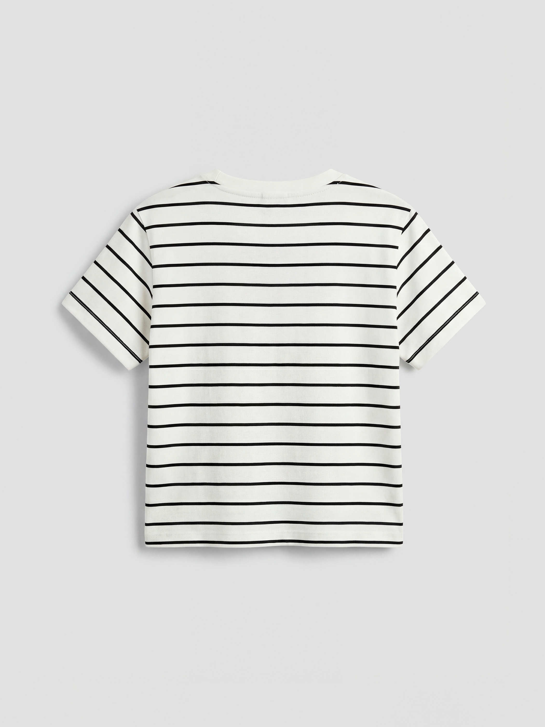 Ekru Çizgili Erkek Bebek Tişört-1