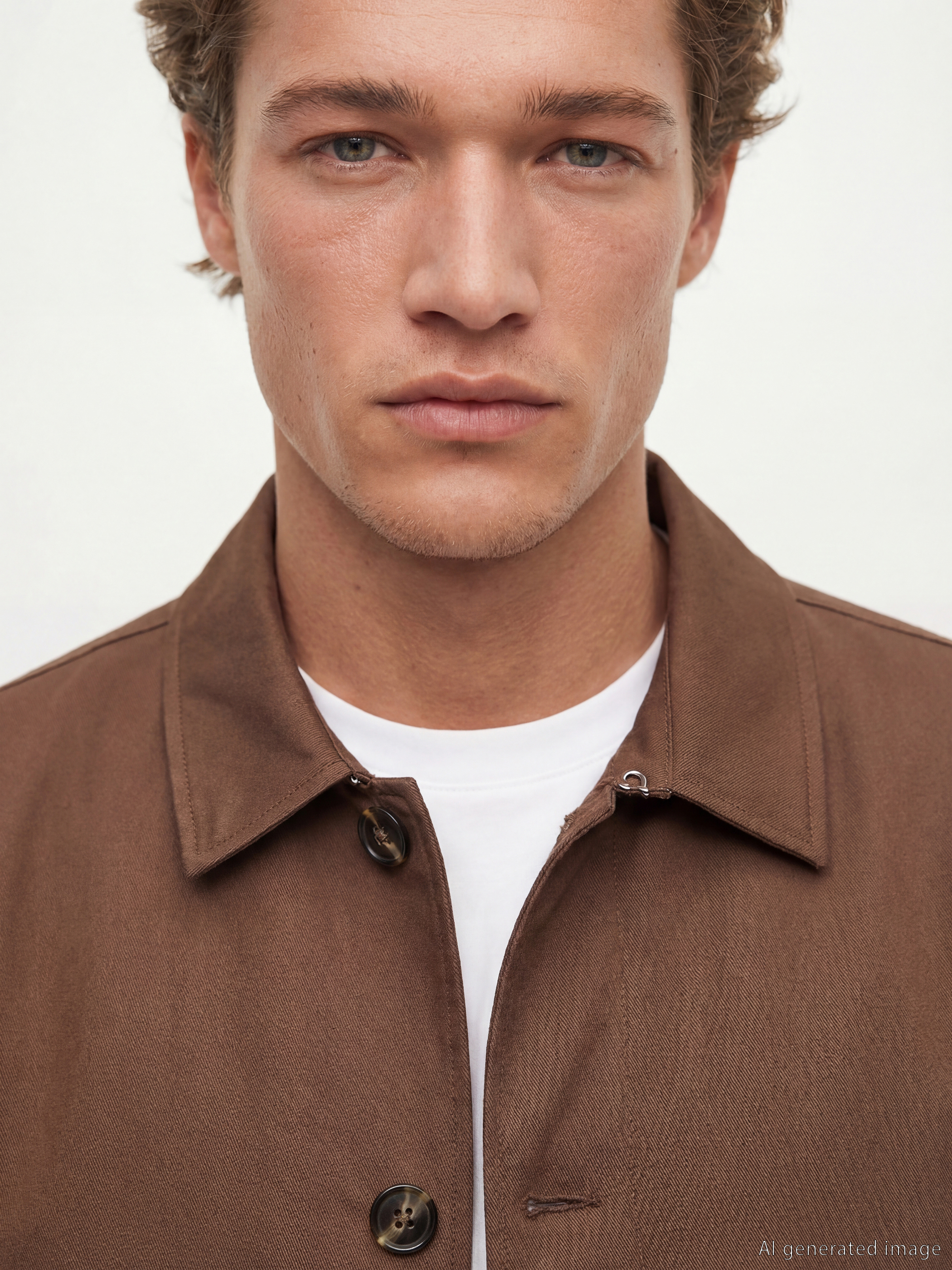 Bej Standart Kalıp Gömlek Yaka Erkek Trençkot-3