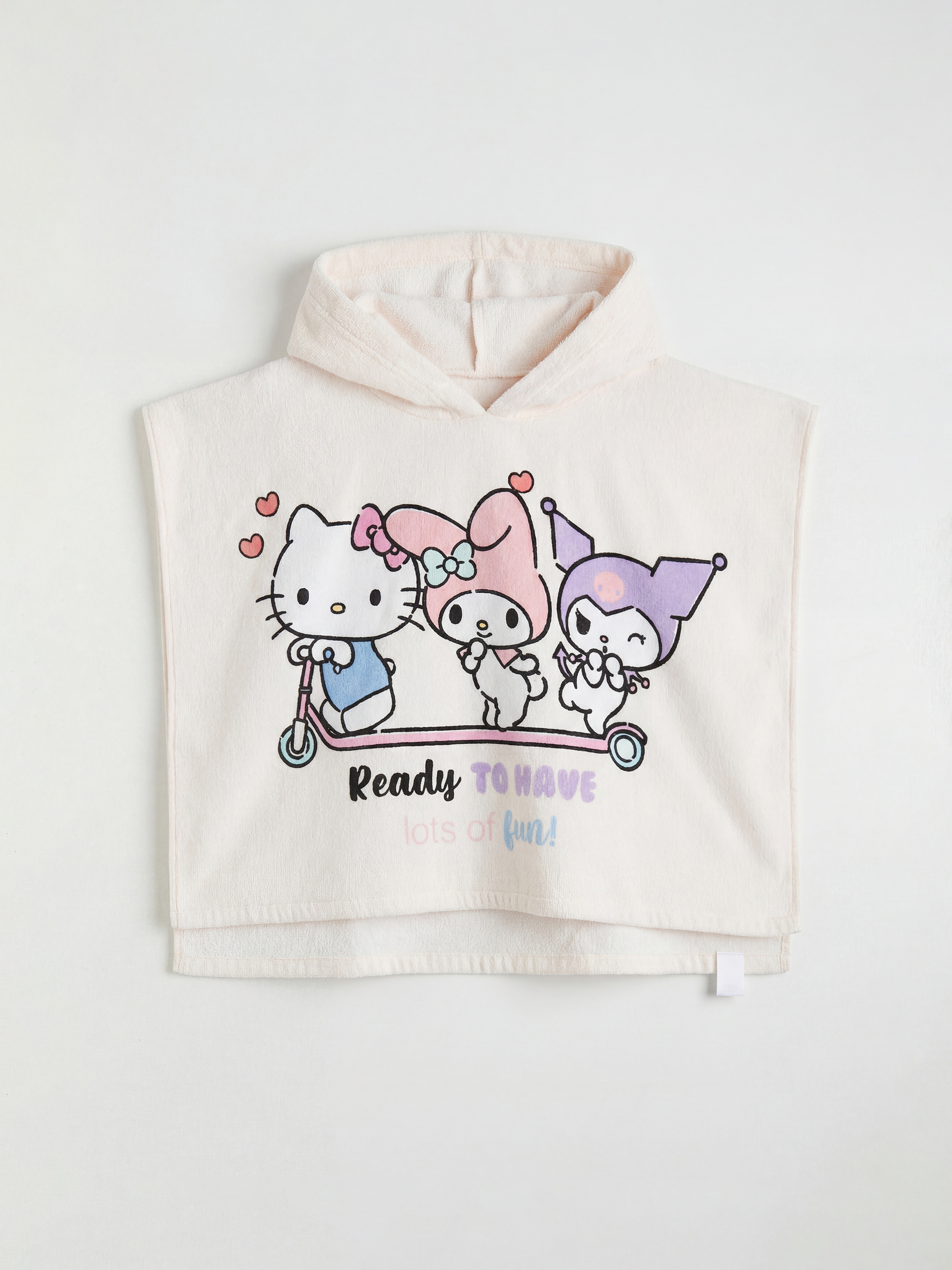 Pembe Hello Kitty Baskılı Kız Bebek Panço Havlu-1