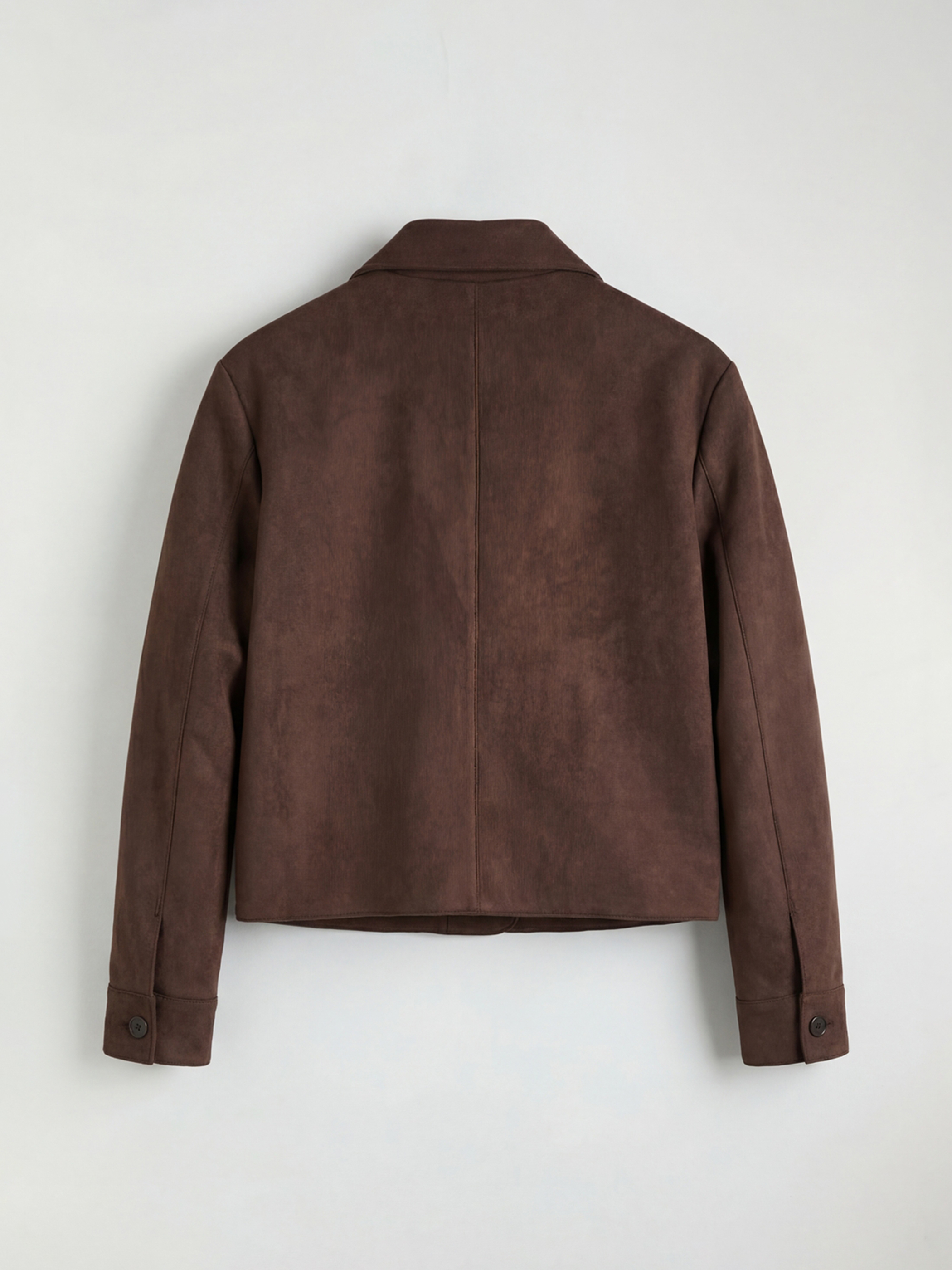 Kahverengi Gömlek Yaka Kadın Süet Görünümlü Ceket-2