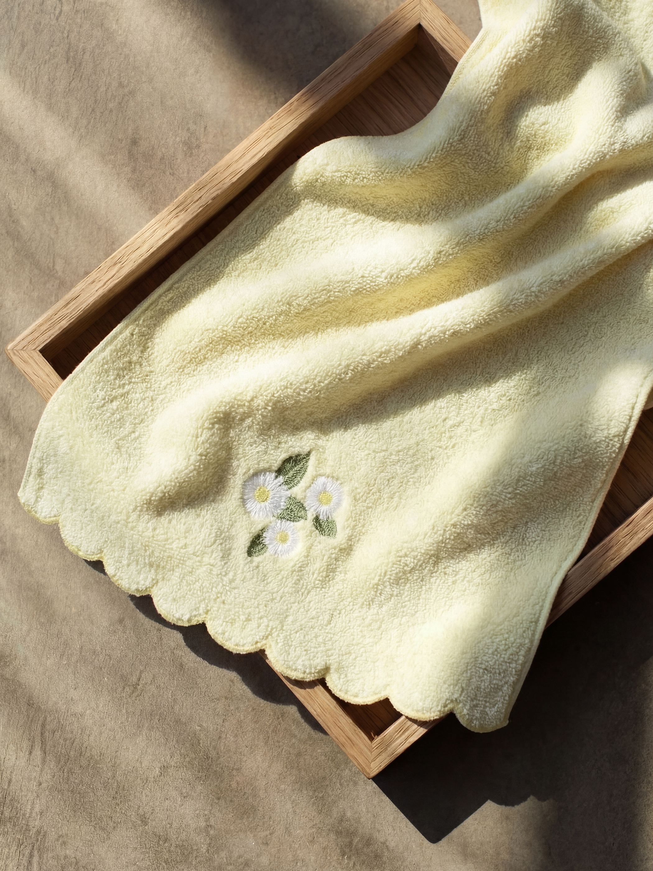 Sarı Nakışlı Banyo Havlusu 2'li 70x140 cm-1