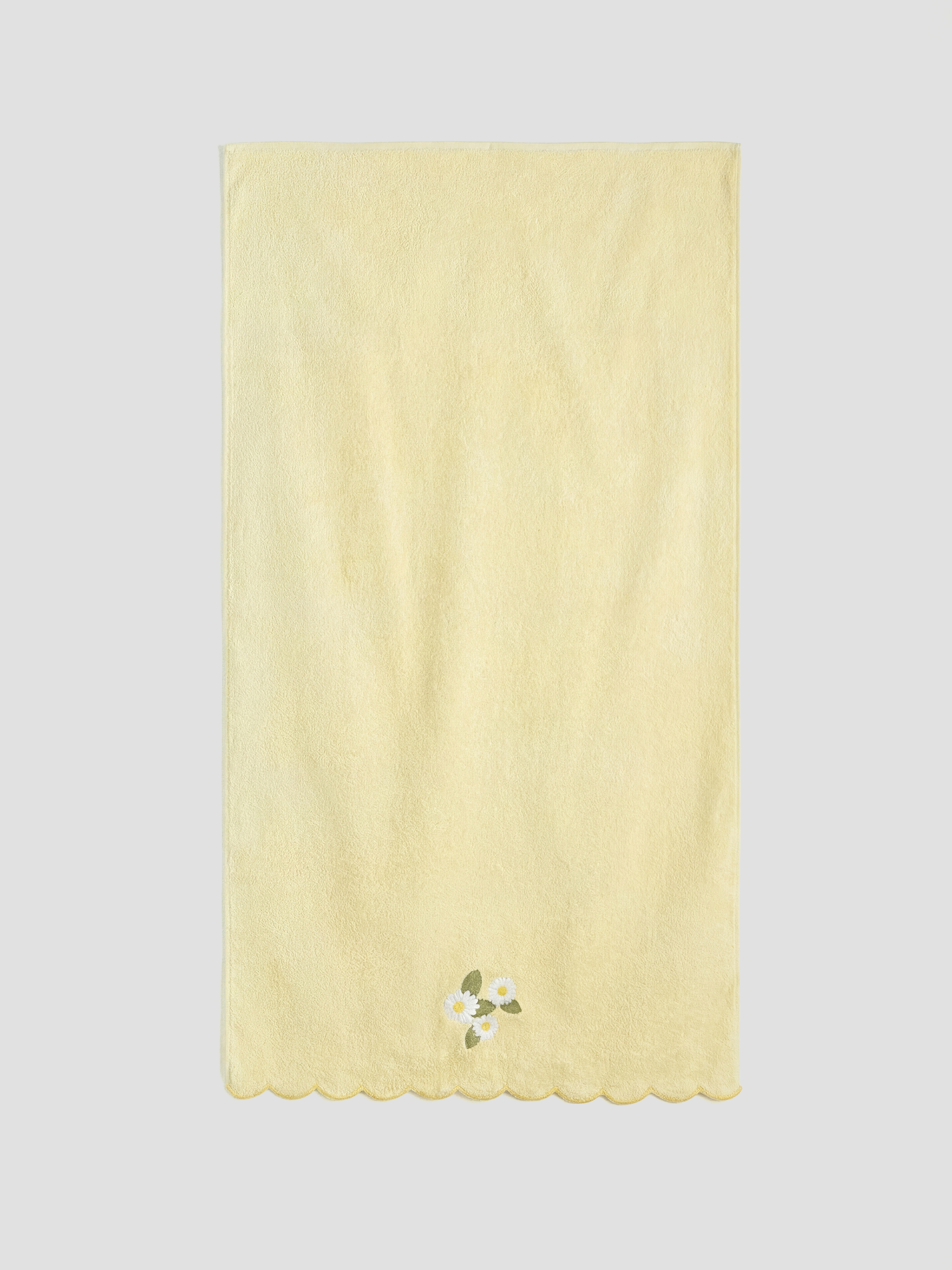 Sarı Nakışlı Banyo Havlusu 2'li 70x140 cm-4