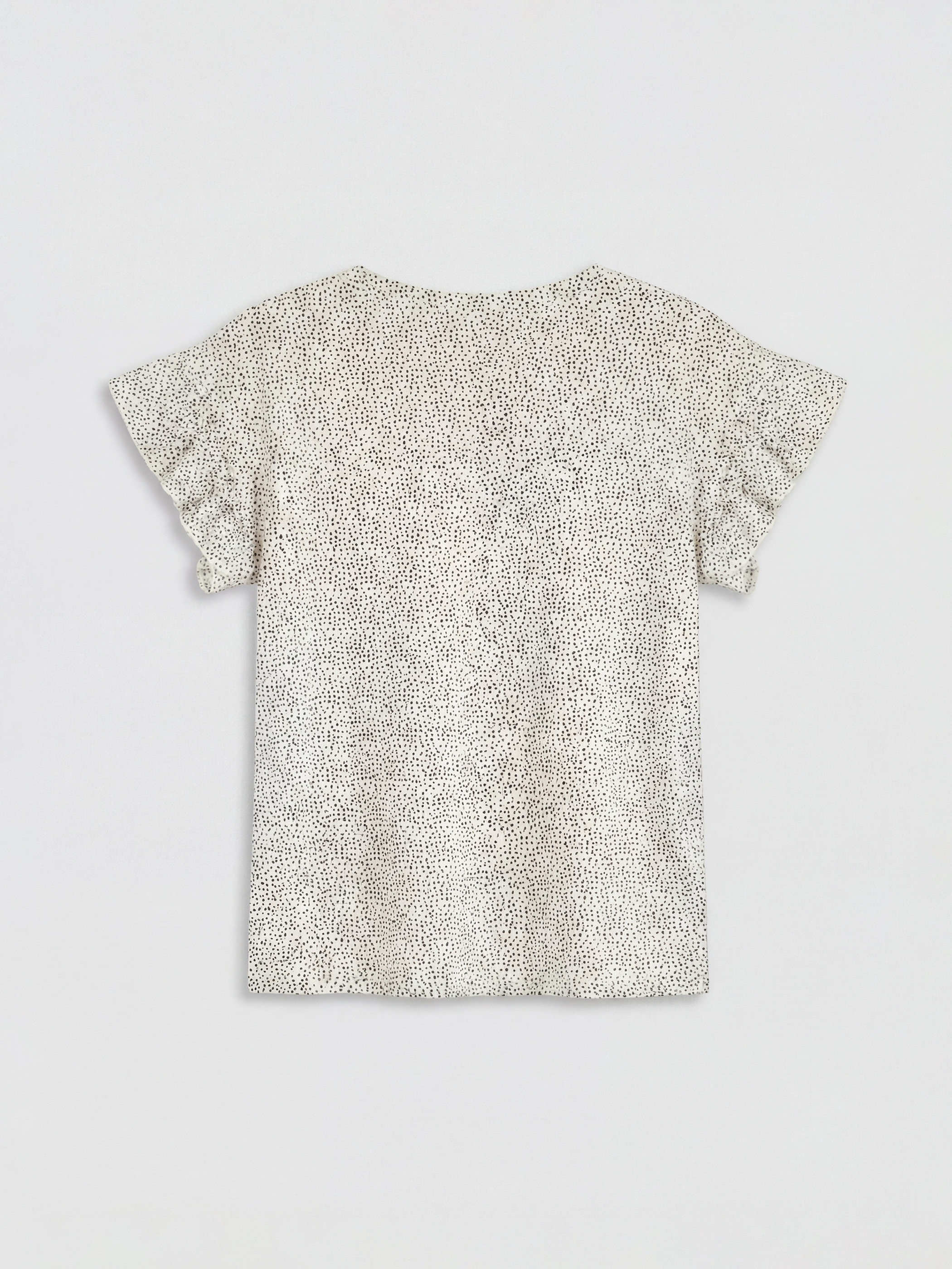 Crew Neck Patterned Frilled Blouse-5