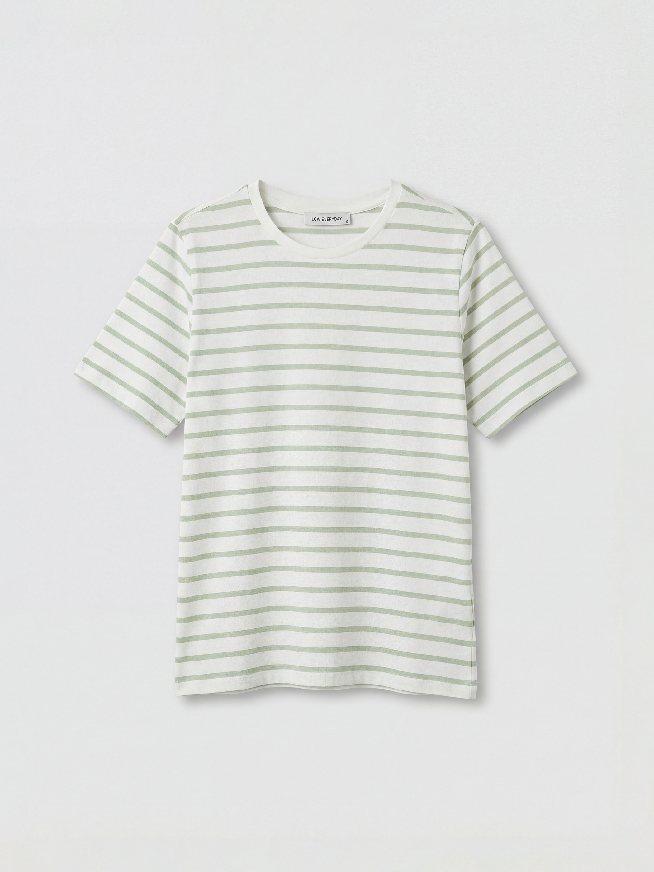 მრგვალი საყელო ზოლიანი ქალის მაისური-4