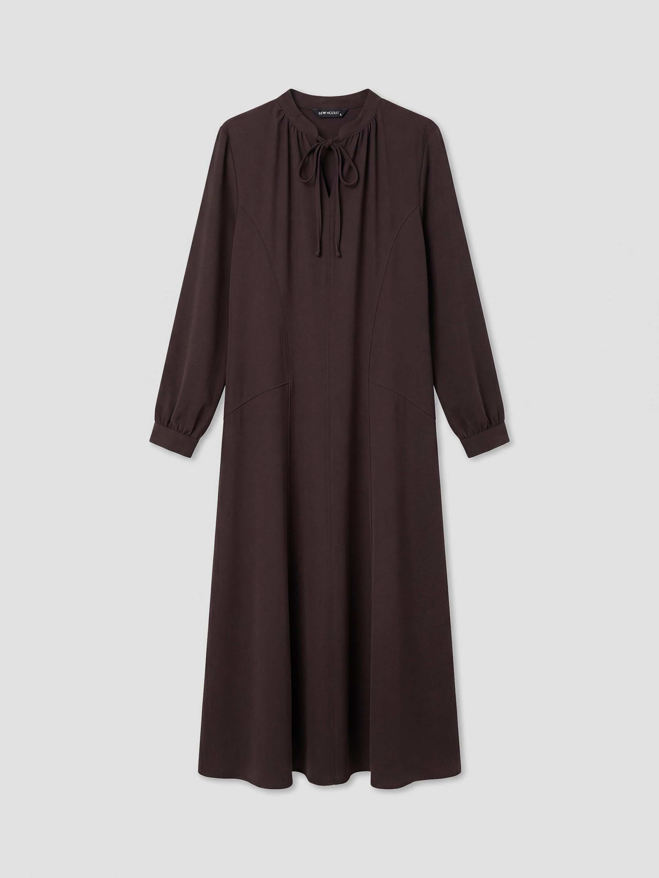 LCW Modest Bağlama Yaka Büzgülü Krep Elbise - S6IE89Z8-ZRR