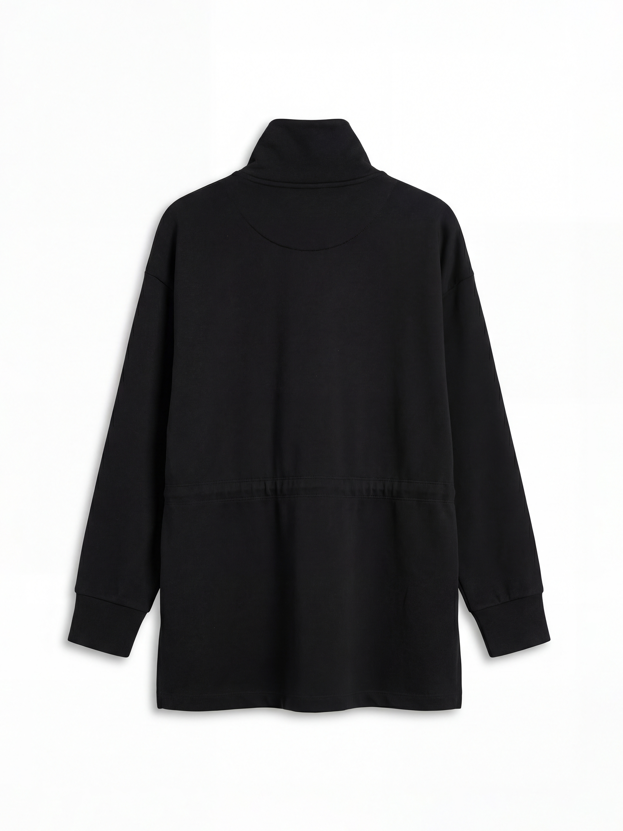 Siyah Dik Yaka Soft Touch Kadın Fermuarlı Sweatshirt	-1