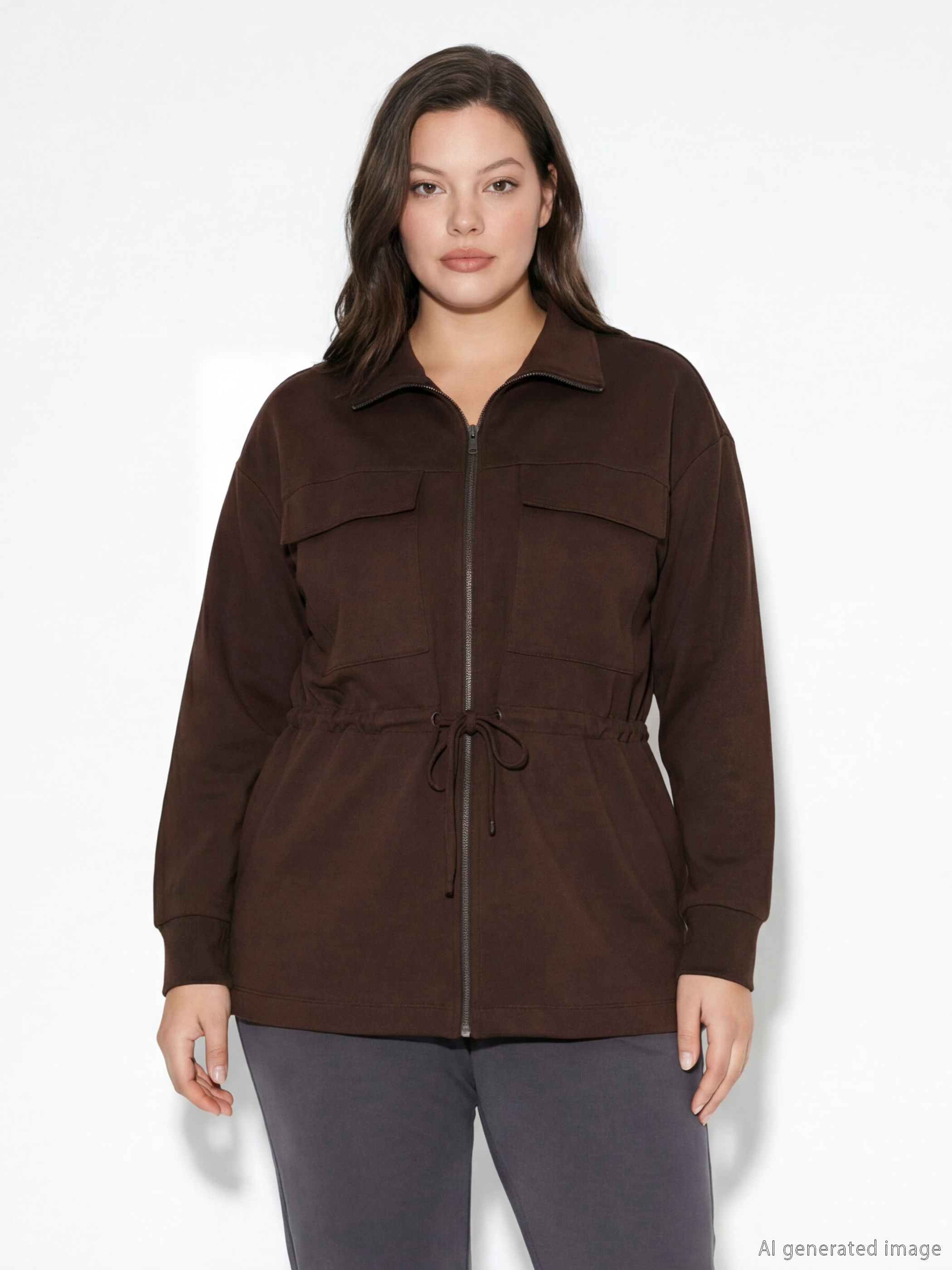 Sweat zippé BRUN Femme-1