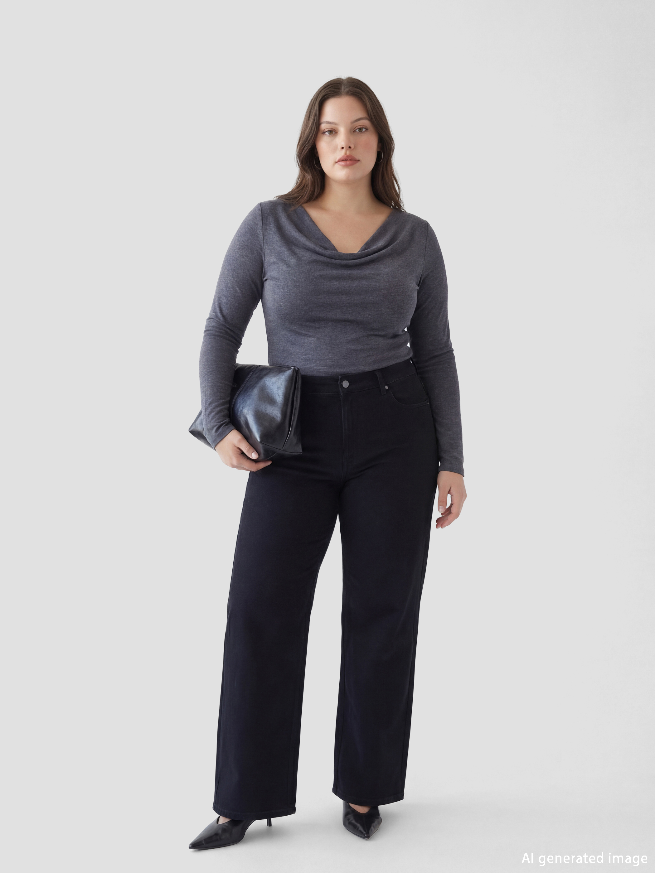 Antrasit Dökümlü Yaka Büzgülü Bluz-1