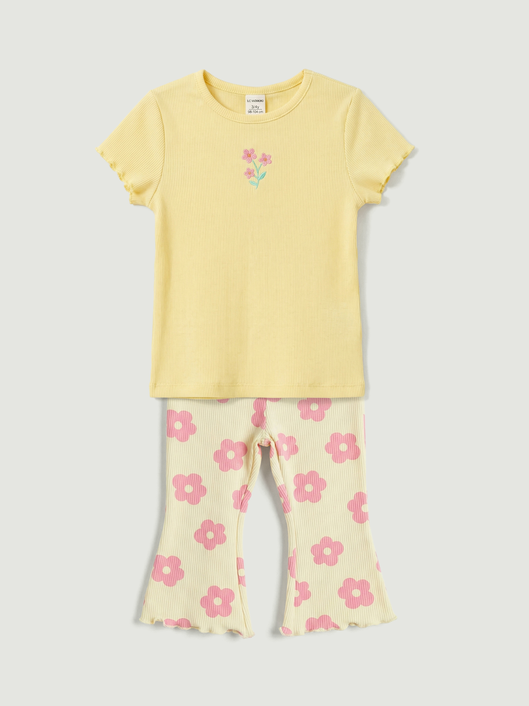 LCW baby Rebrasti cvetni komplet za bebe devojčice sa kratkim rukavima