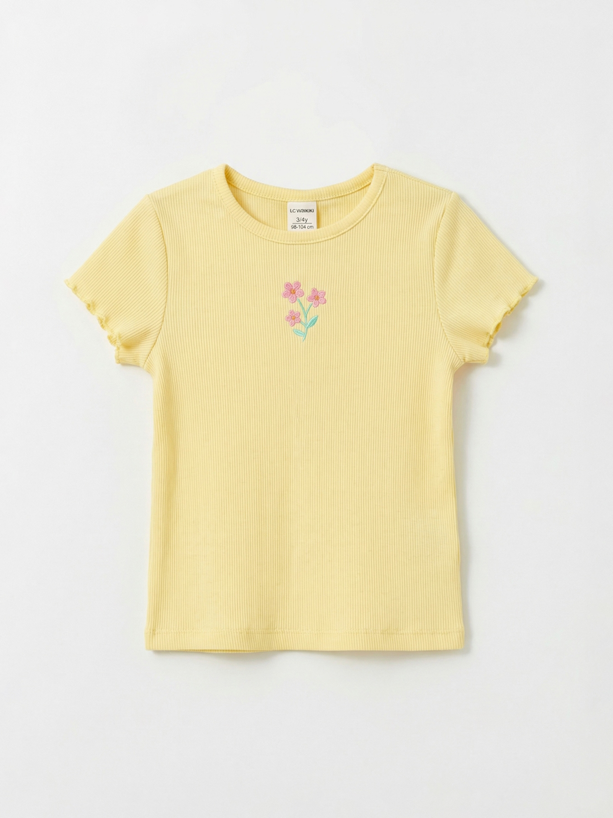 Rebrasti cvetni komplet za bebe devojčice sa kratkim rukavima-1