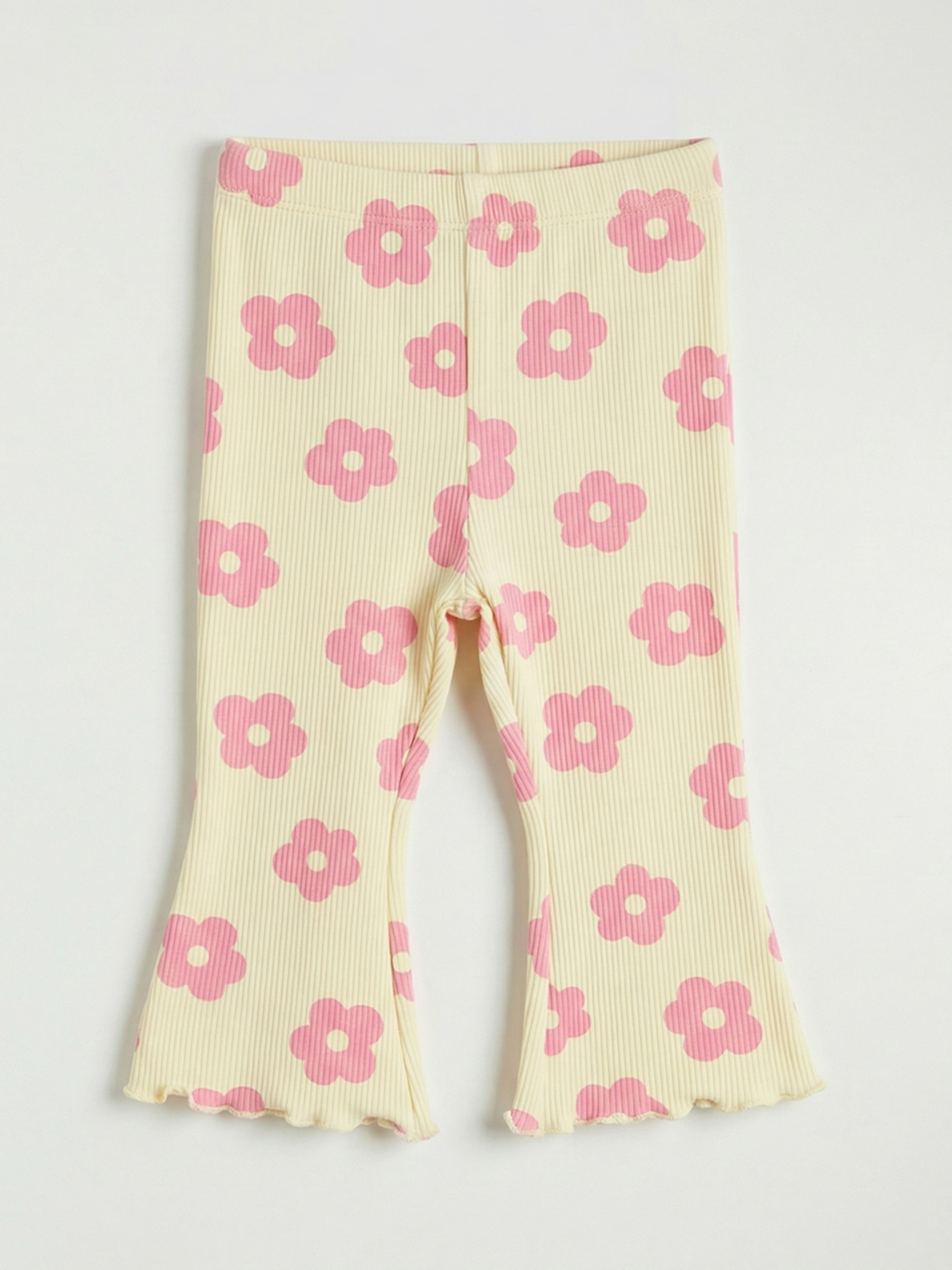 Rebrasti cvetni komplet za bebe devojčice sa kratkim rukavima-3