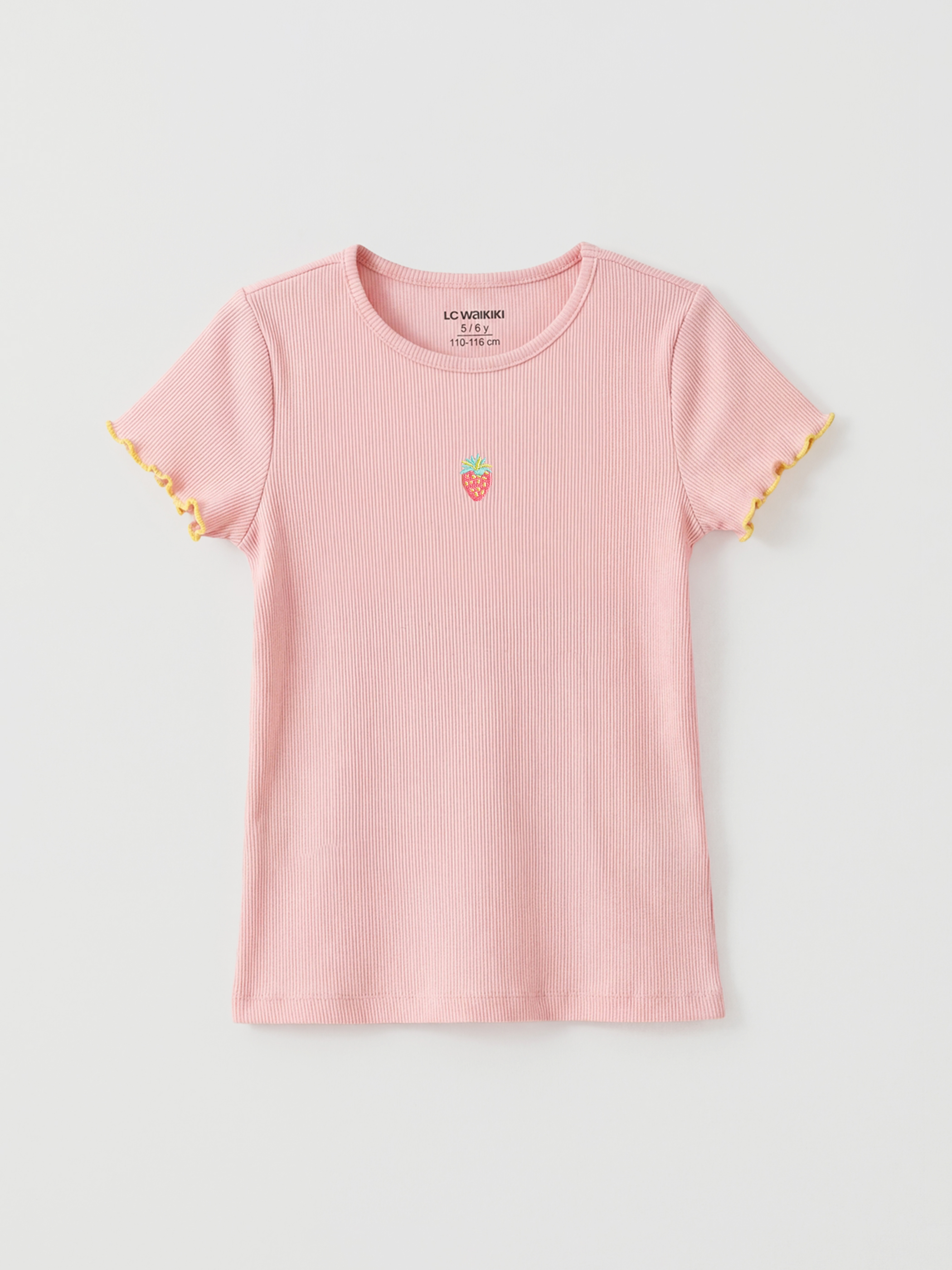 LCW baby Strawberry Embroidered Frilled Girl's T-Shirt - S6IJ48Z1-GAT