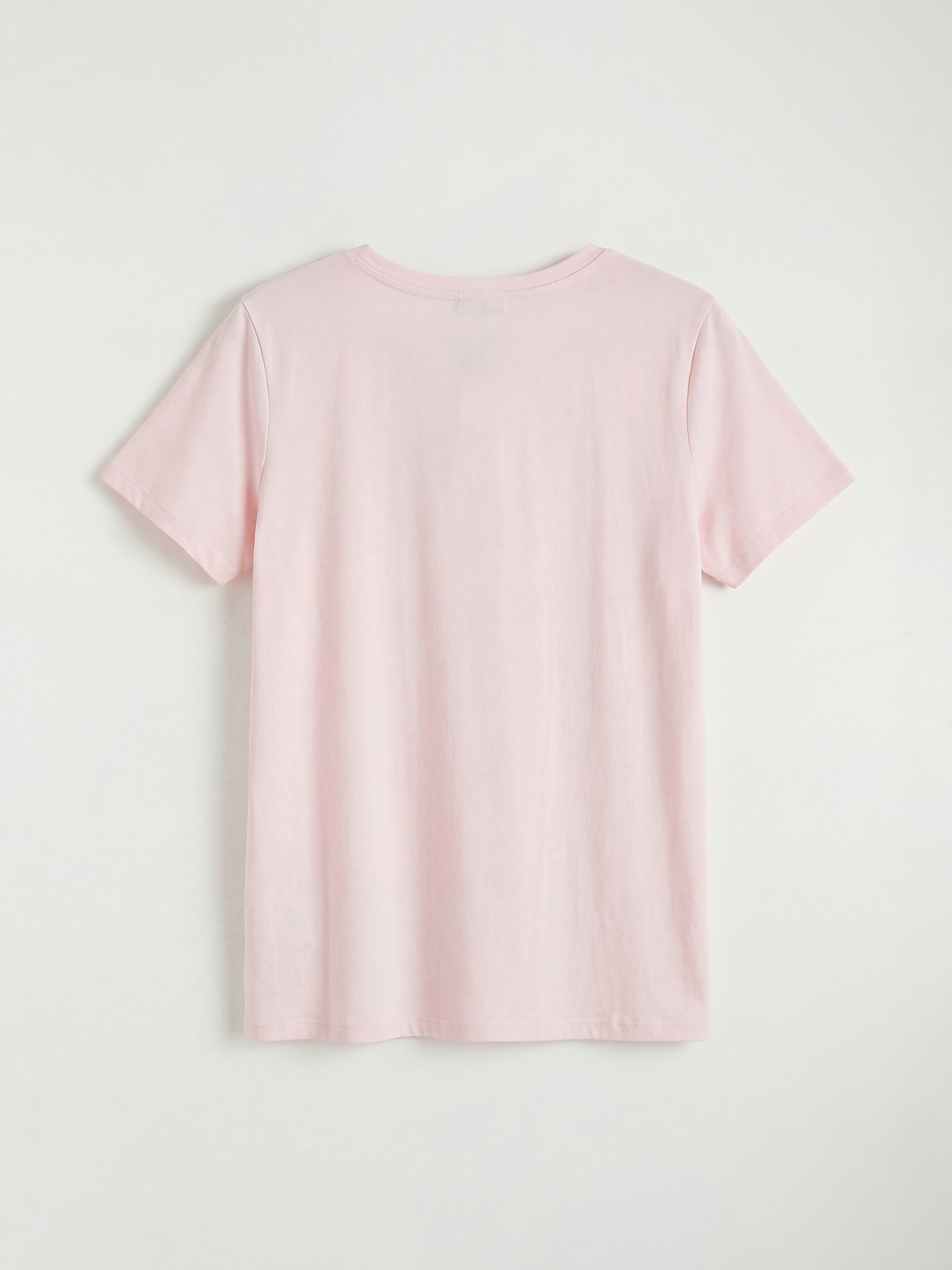 Pembe Bisiklet Yaka Çiçek Baskılı Kadın Tişört-5