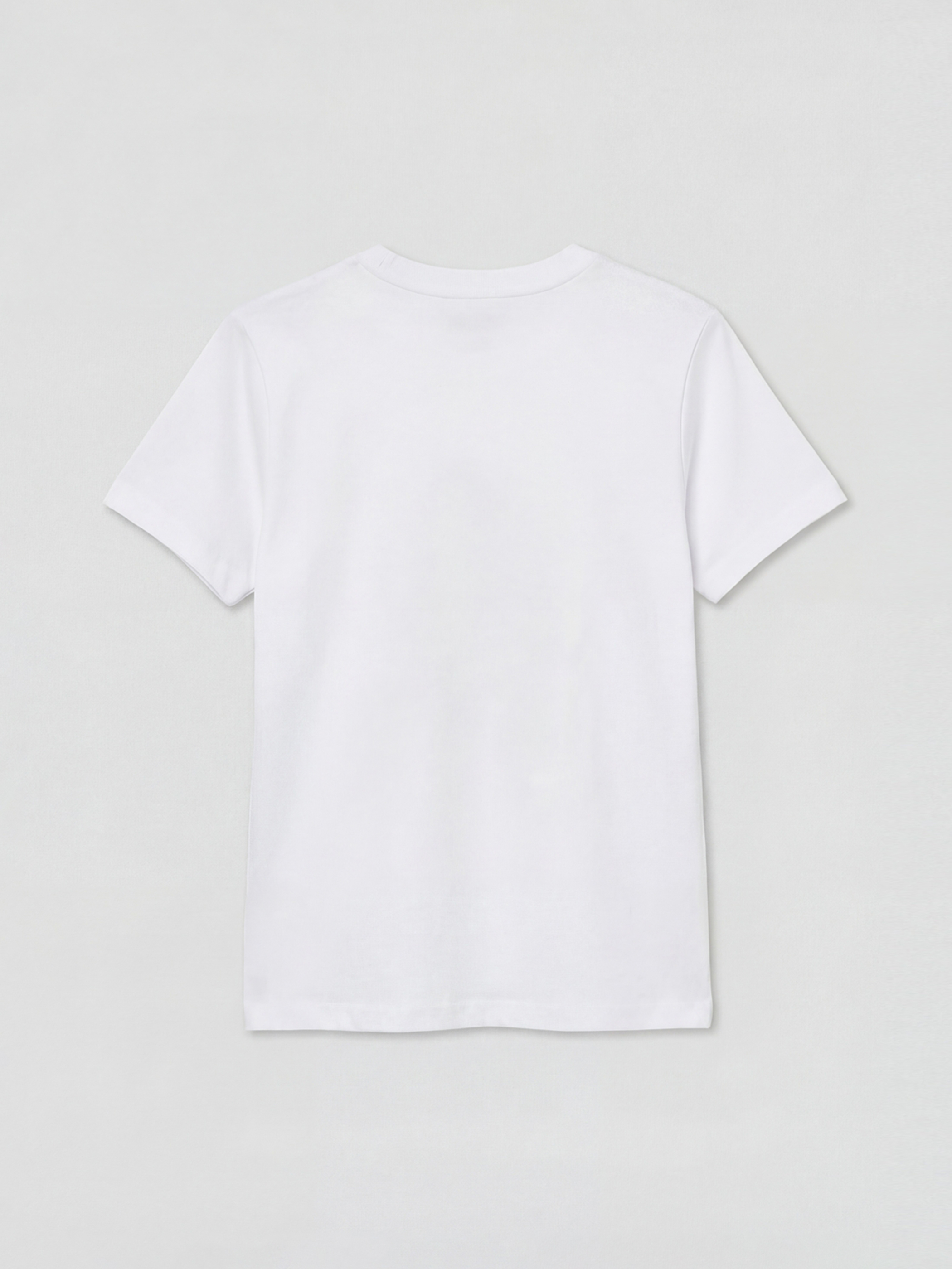 Beyaz Bisiklet Yaka Baskılı Erkek Çocuk Tişört-1