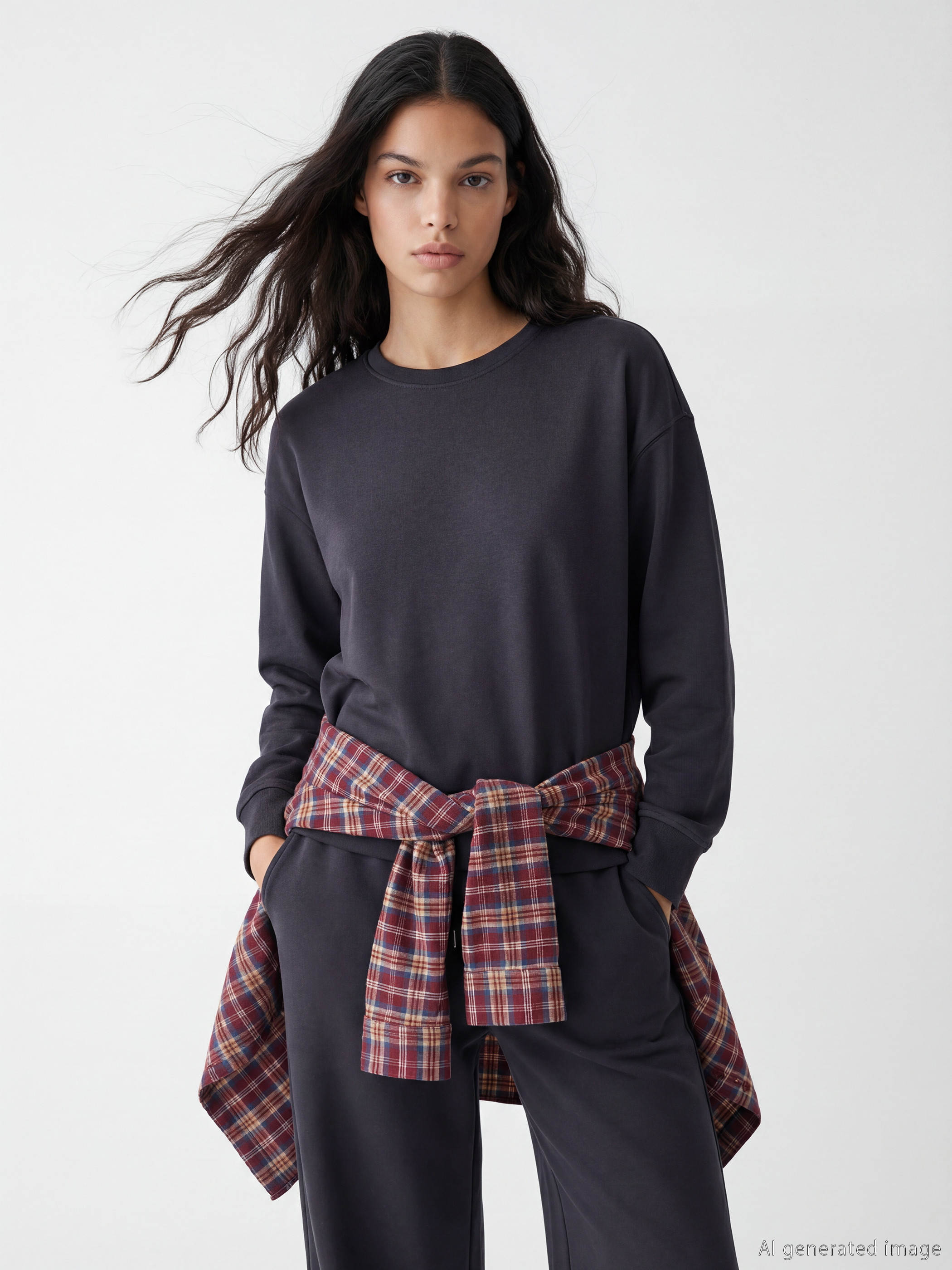 XSIDE Bisiklet Yaka Soft Touch Kadın Sweatshirt - S6IO70Z8-E93